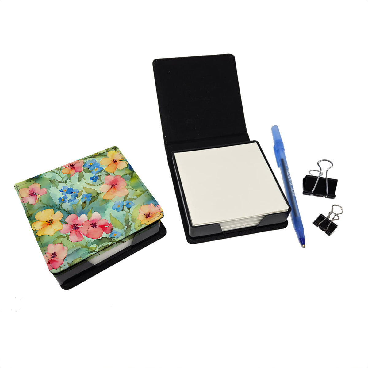 Caroline's Treasures Alaska Forget-me-nots in Watercolor PU Leather Note Paper Holder