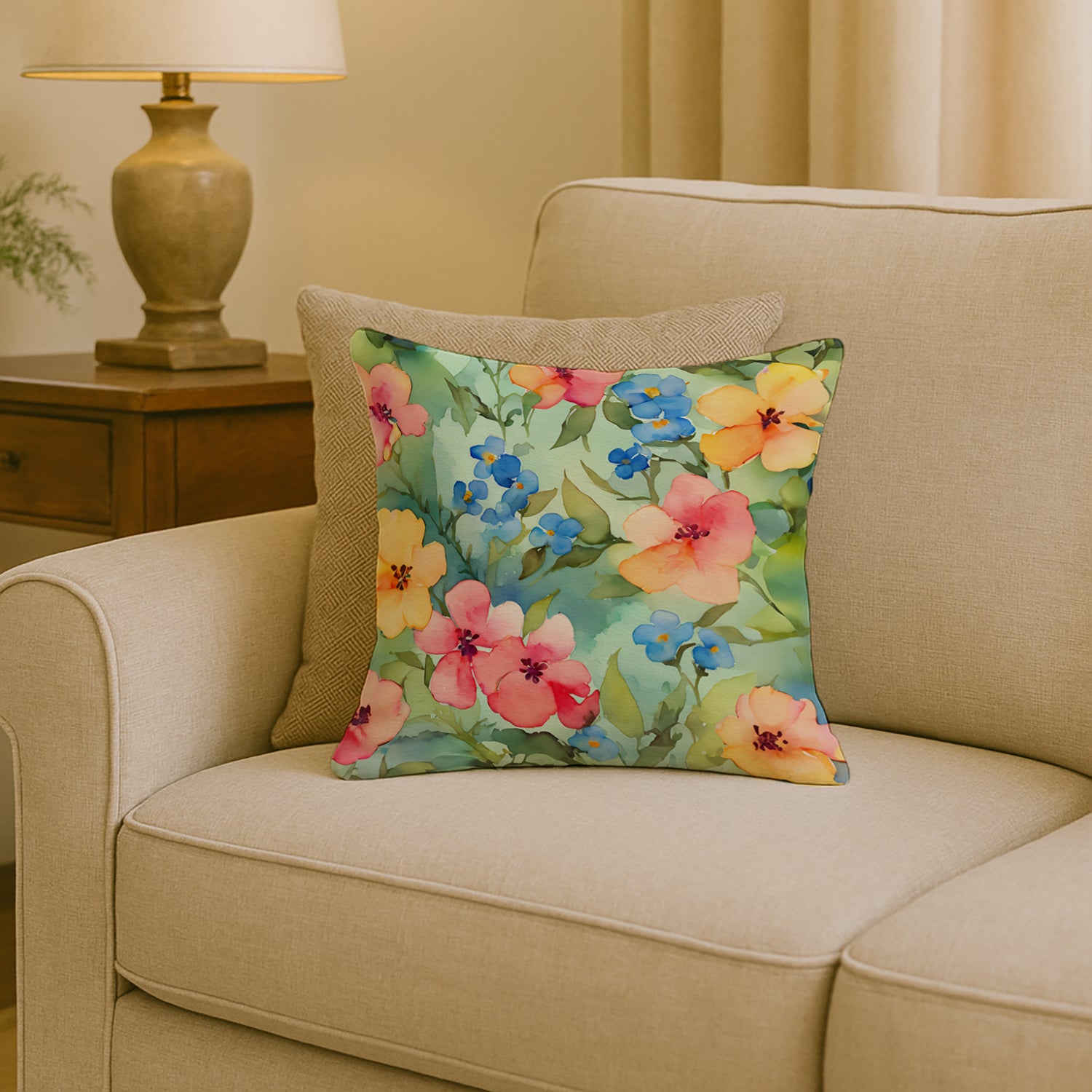 Caroline's Treasures Alaska Forget-me-nots in Watercolor Throw Pillow