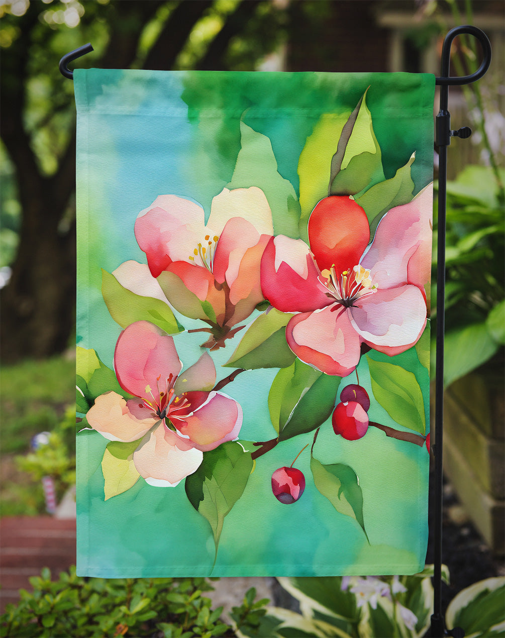 Arkansas Apple Blossom in Watercolor Garden Flag