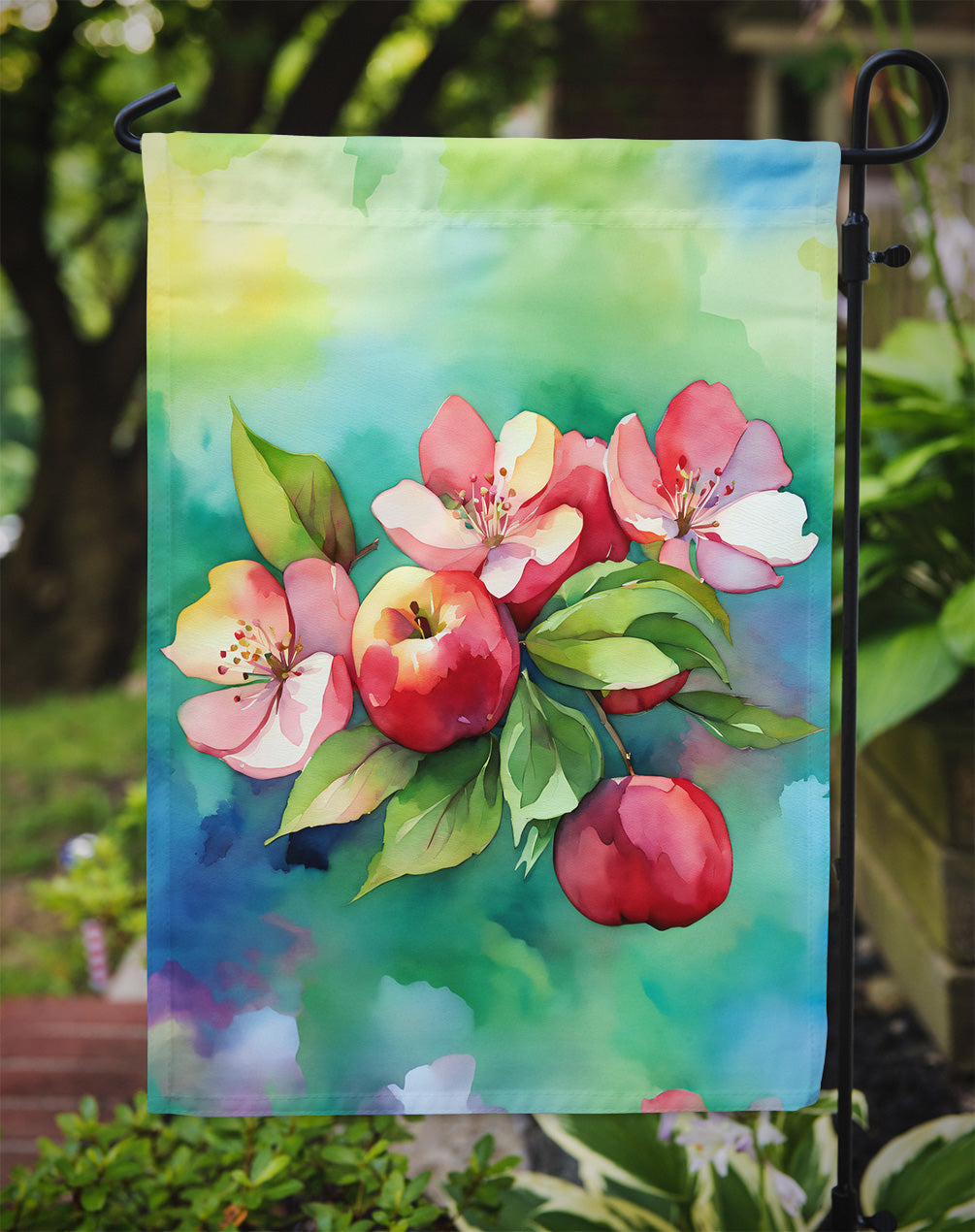 Arkansas Apple Blossom in Watercolor Garden Flag