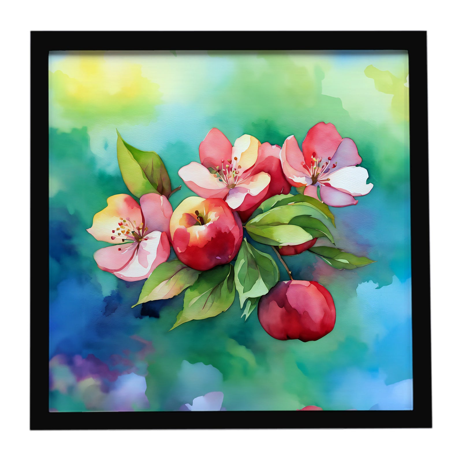 Caroline's Treasures Arkansas Apple Blossom in Watercolor Framed Metal Print
