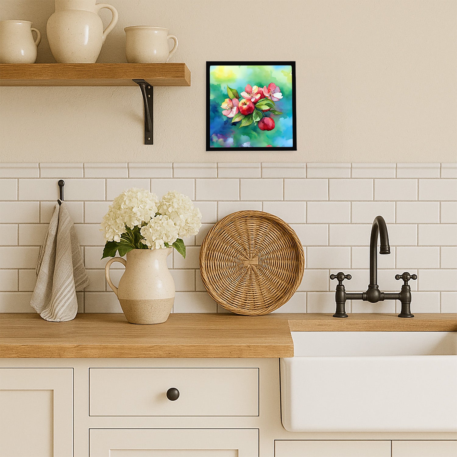 Caroline's Treasures Arkansas Apple Blossom in Watercolor Framed Metal Print