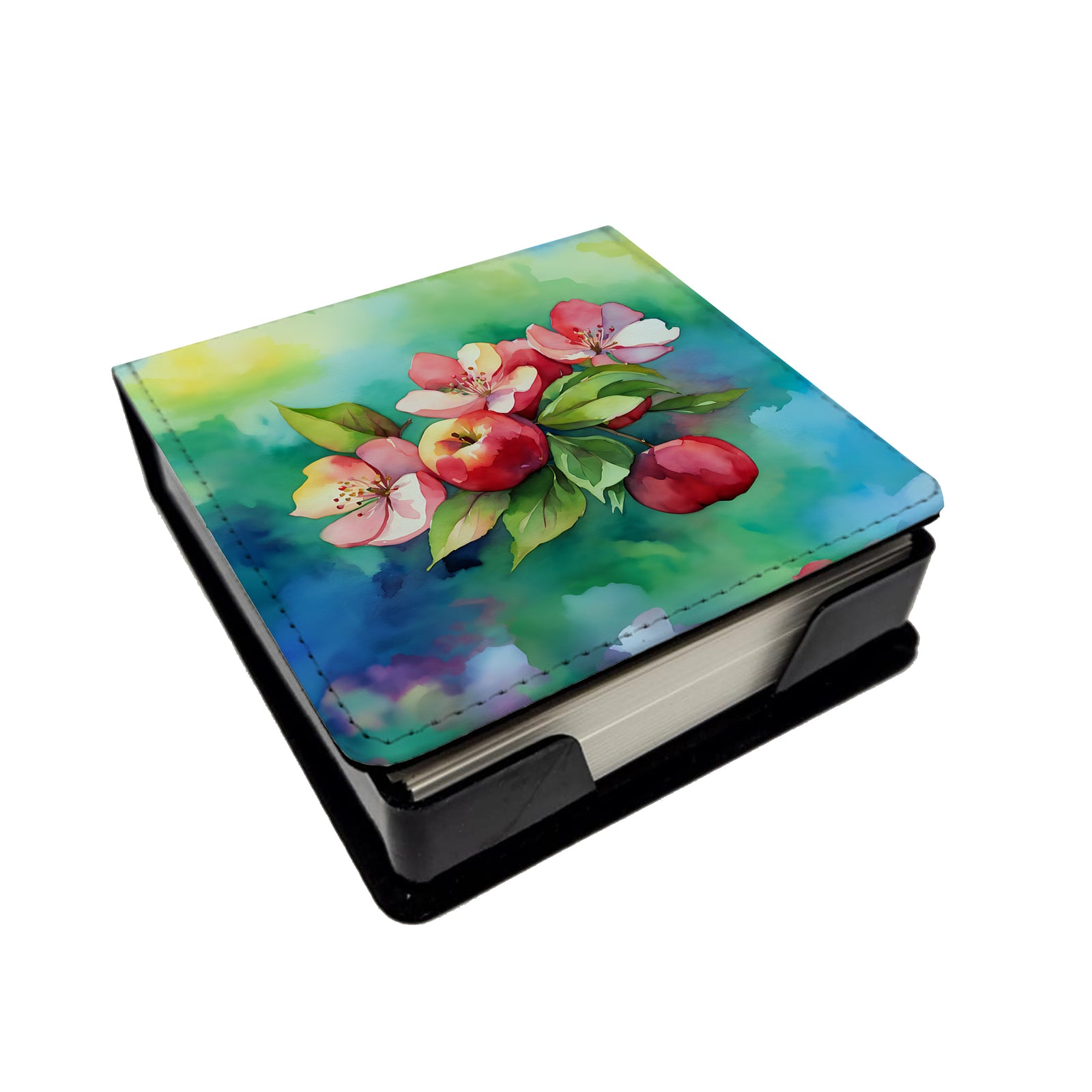 Caroline's Treasures Arkansas Apple Blossom in Watercolor PU Leather Note Paper Holder