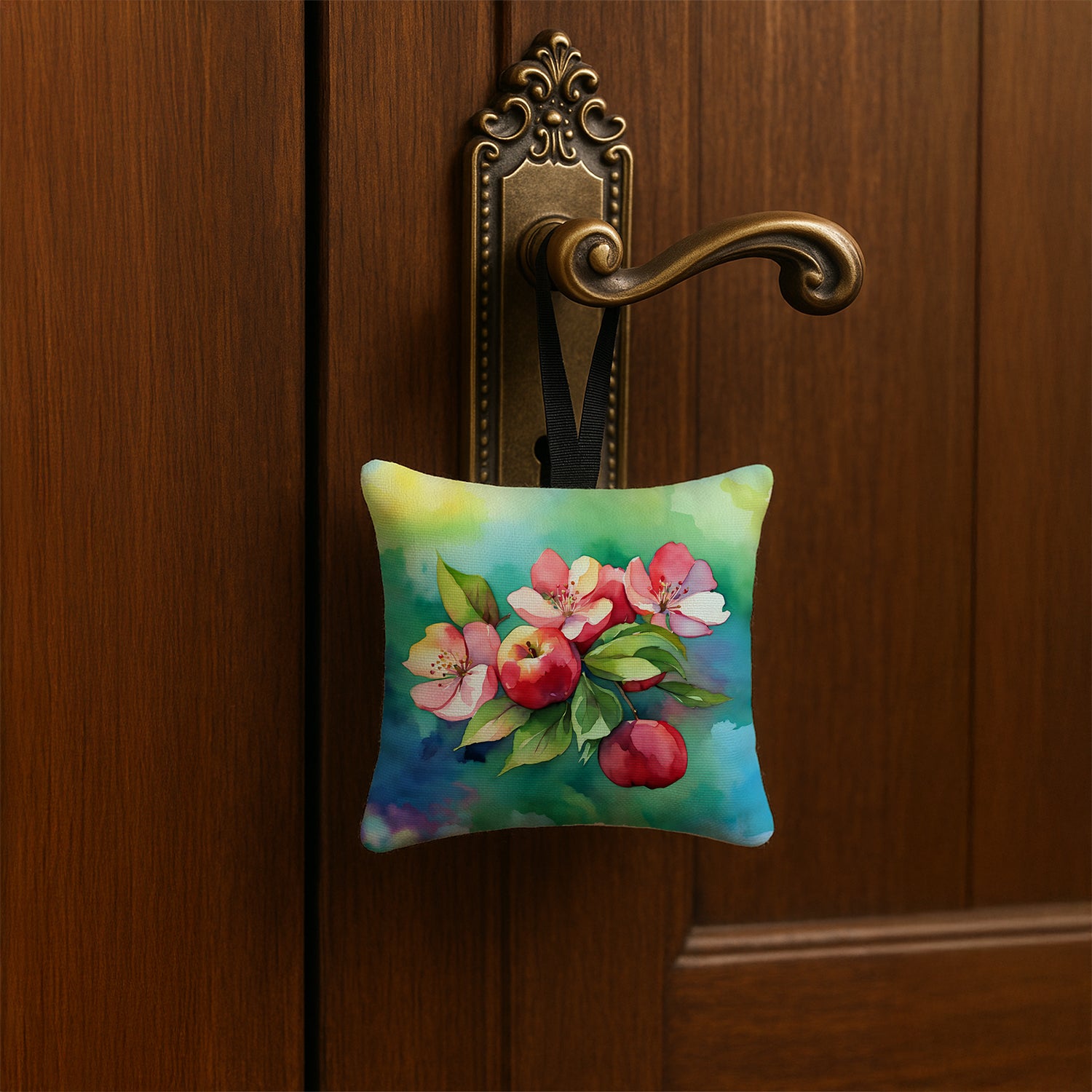 Caroline's Treasures Arkansas Apple Blossom in Watercolor Hanging Square Fabric Ornament 3.5 × 3.5