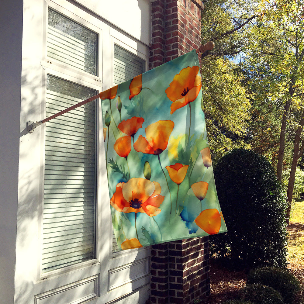 Caroline's Treasures California California Poppies in Watercolor House Flag