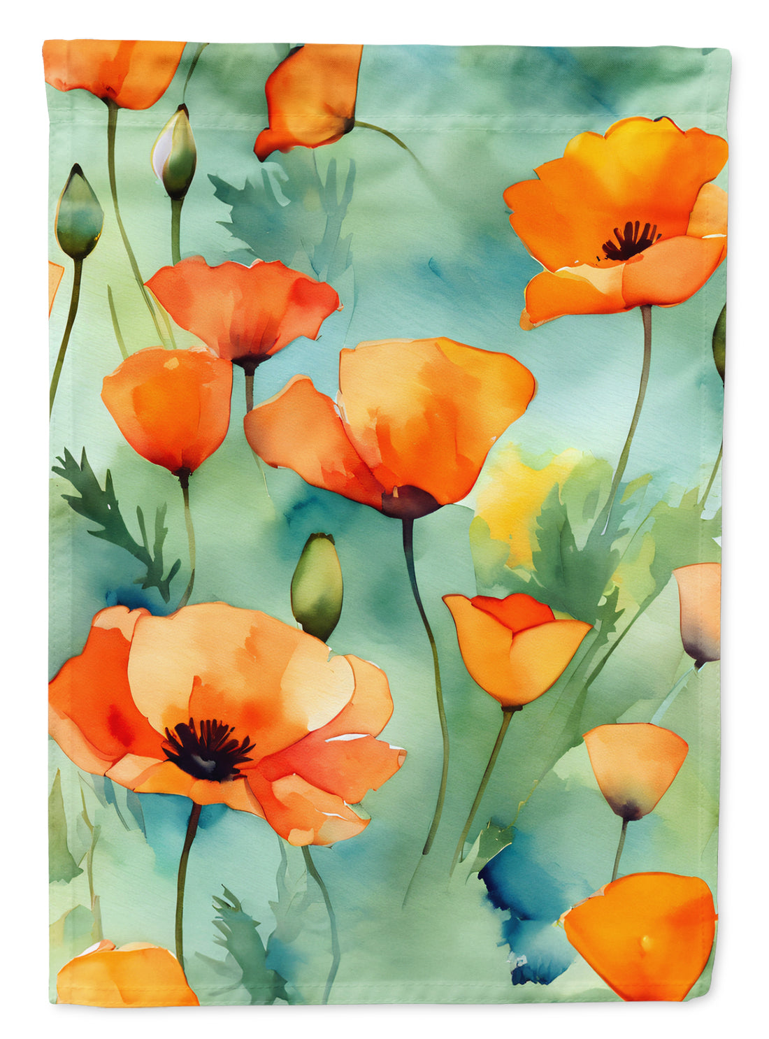 Buy this California California Poppies in Watercolor Garden Flag