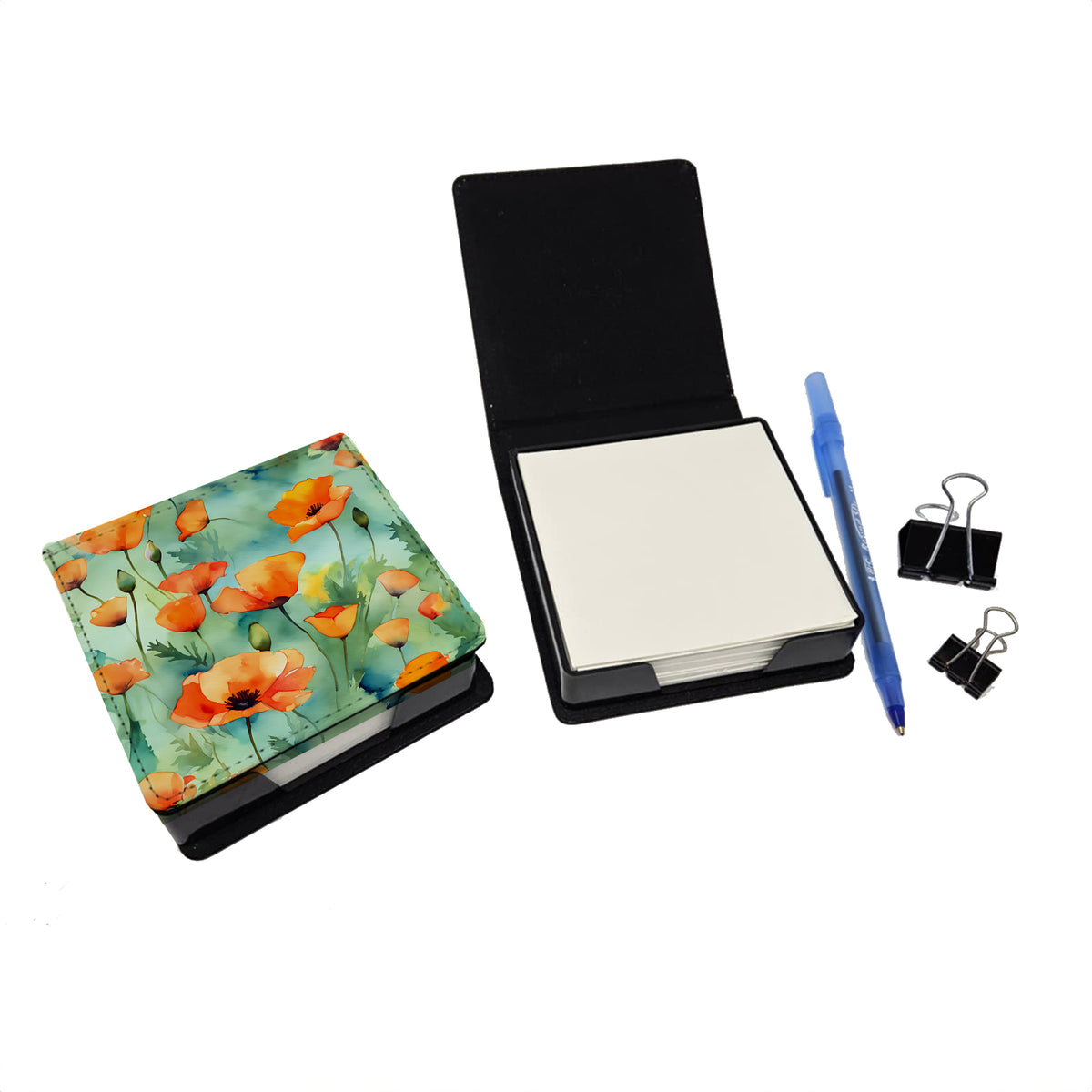 Caroline's Treasures California California Poppies in Watercolor PU Leather Note Paper Holder