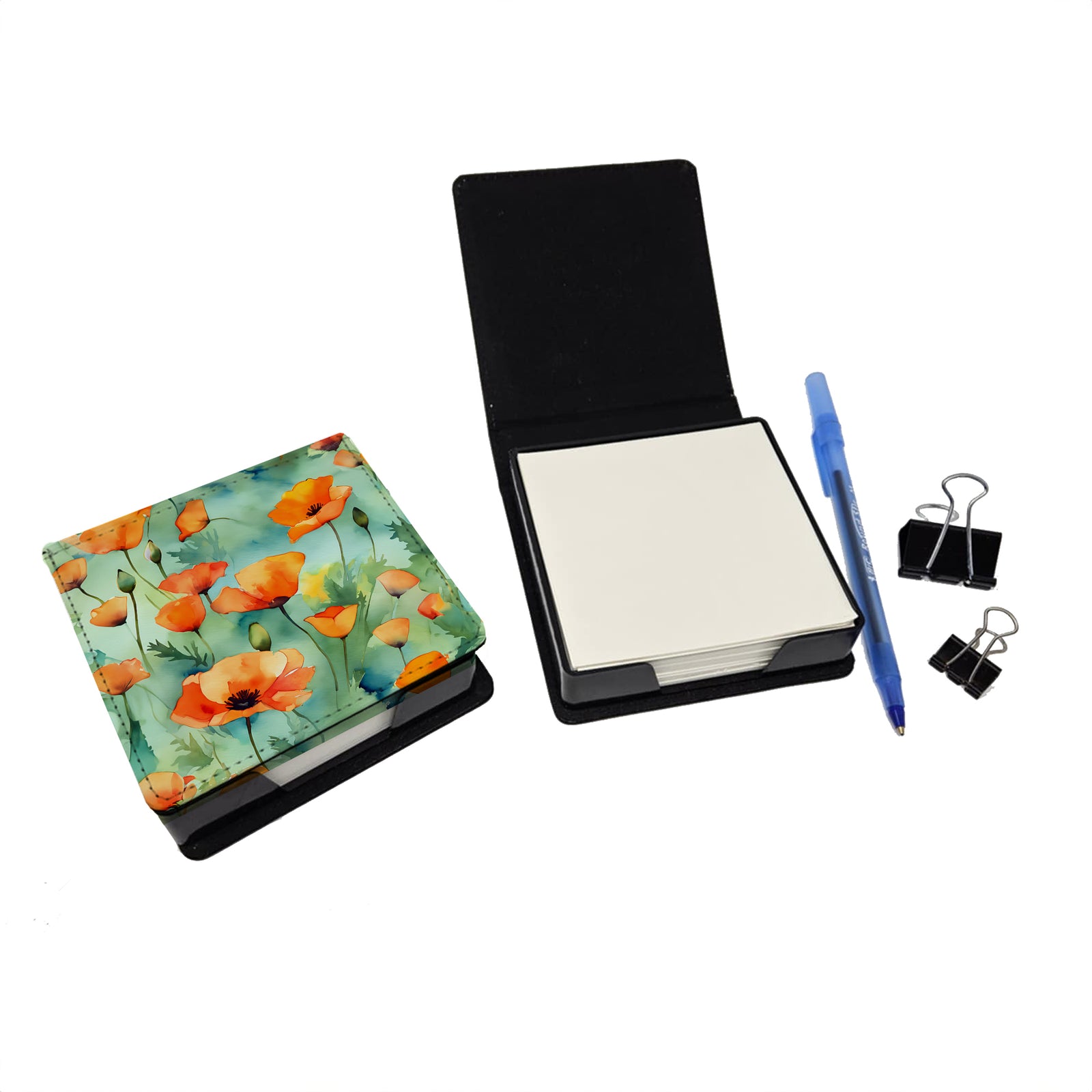 Caroline's Treasures California California Poppies in Watercolor PU Leather Note Paper Holder