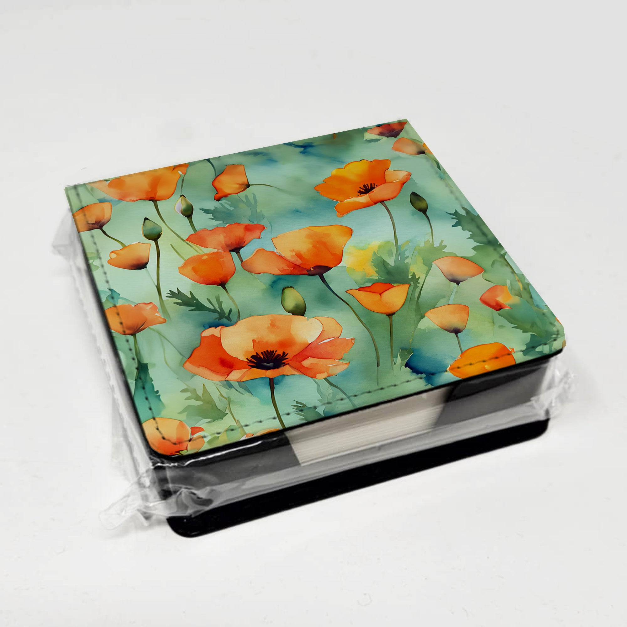 Caroline's Treasures California California Poppies in Watercolor PU Leather Note Paper Holder