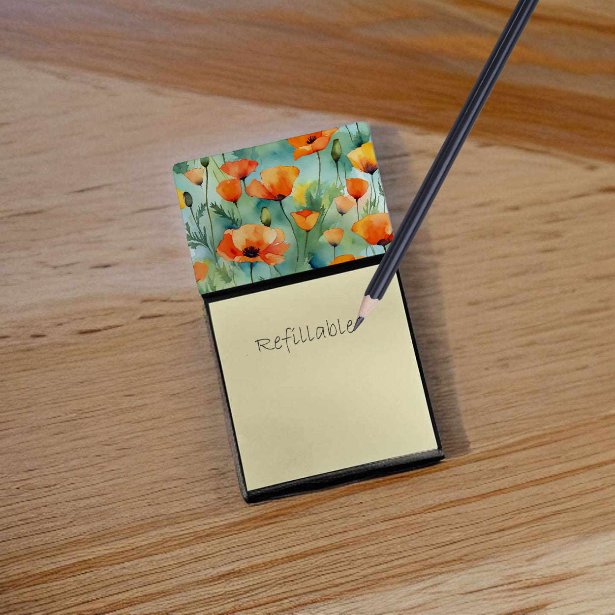 California California Poppies in Watercolor Sticky Note Holder