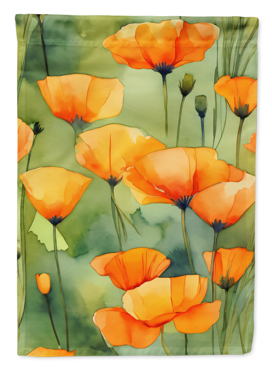 Buy this California California Poppies in Watercolor House Flag