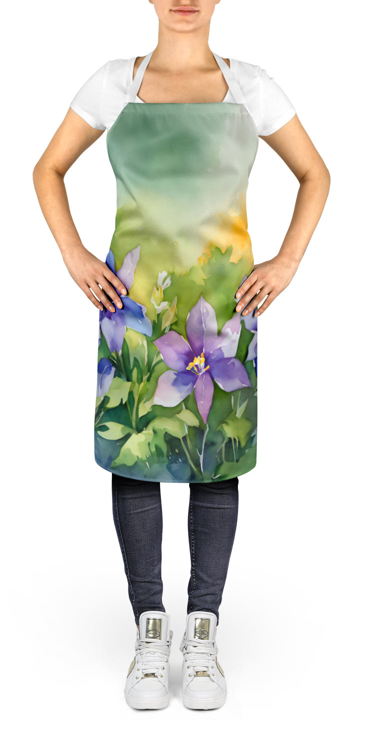 Caroline's Treasures Colorado Rocky Mountain Columbine in Watercolor Apron – Artist-Designed Kitchen, BBQ & Craft Apron