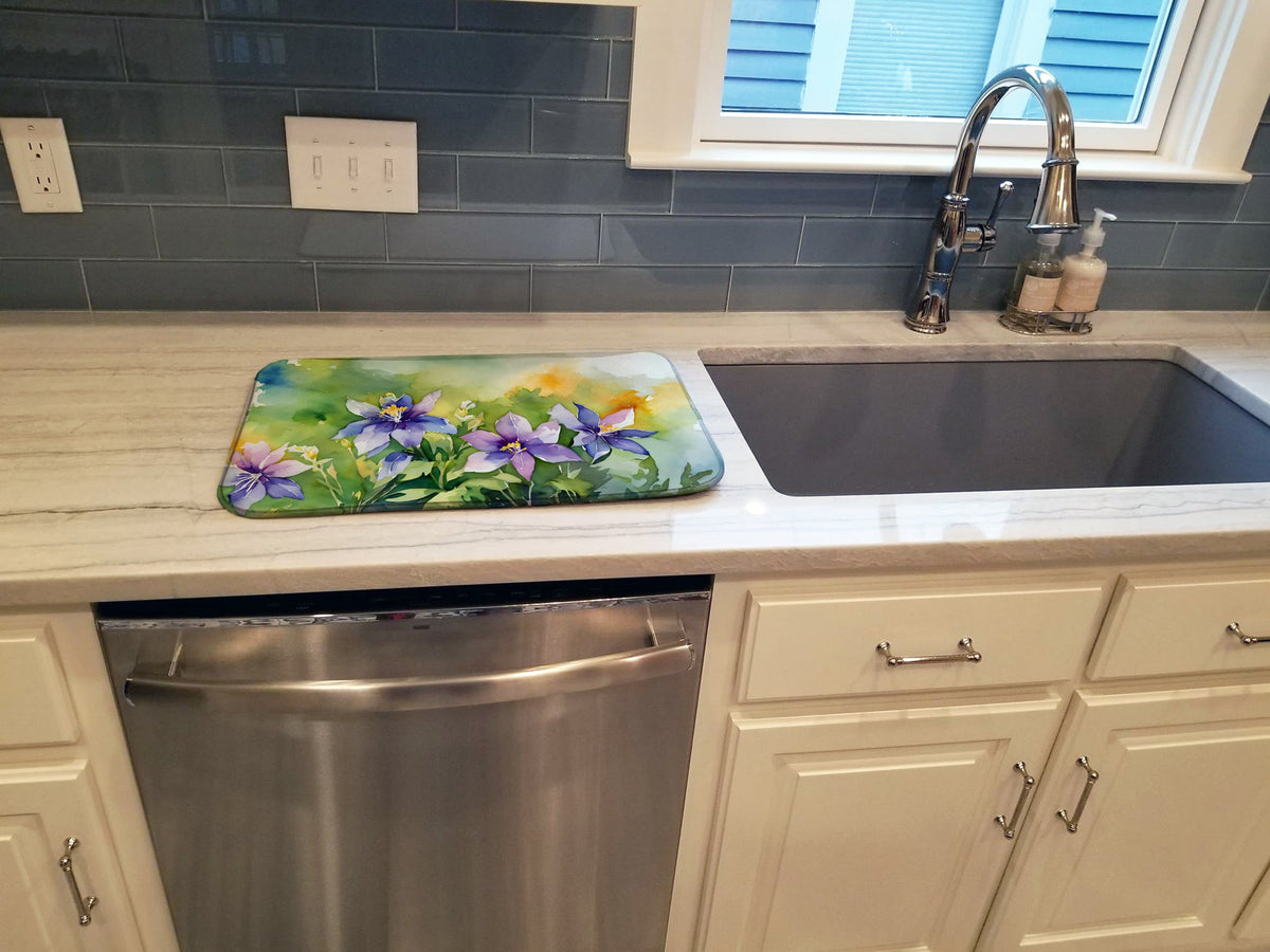 Caroline's Treasures Colorado Rocky Mountain Columbine in Watercolor Dish Drying Mat