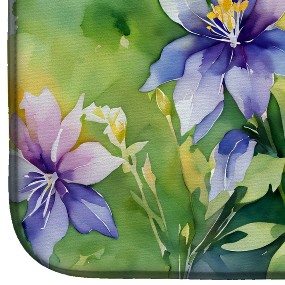 Caroline's Treasures Colorado Rocky Mountain Columbine in Watercolor Dish Drying Mat