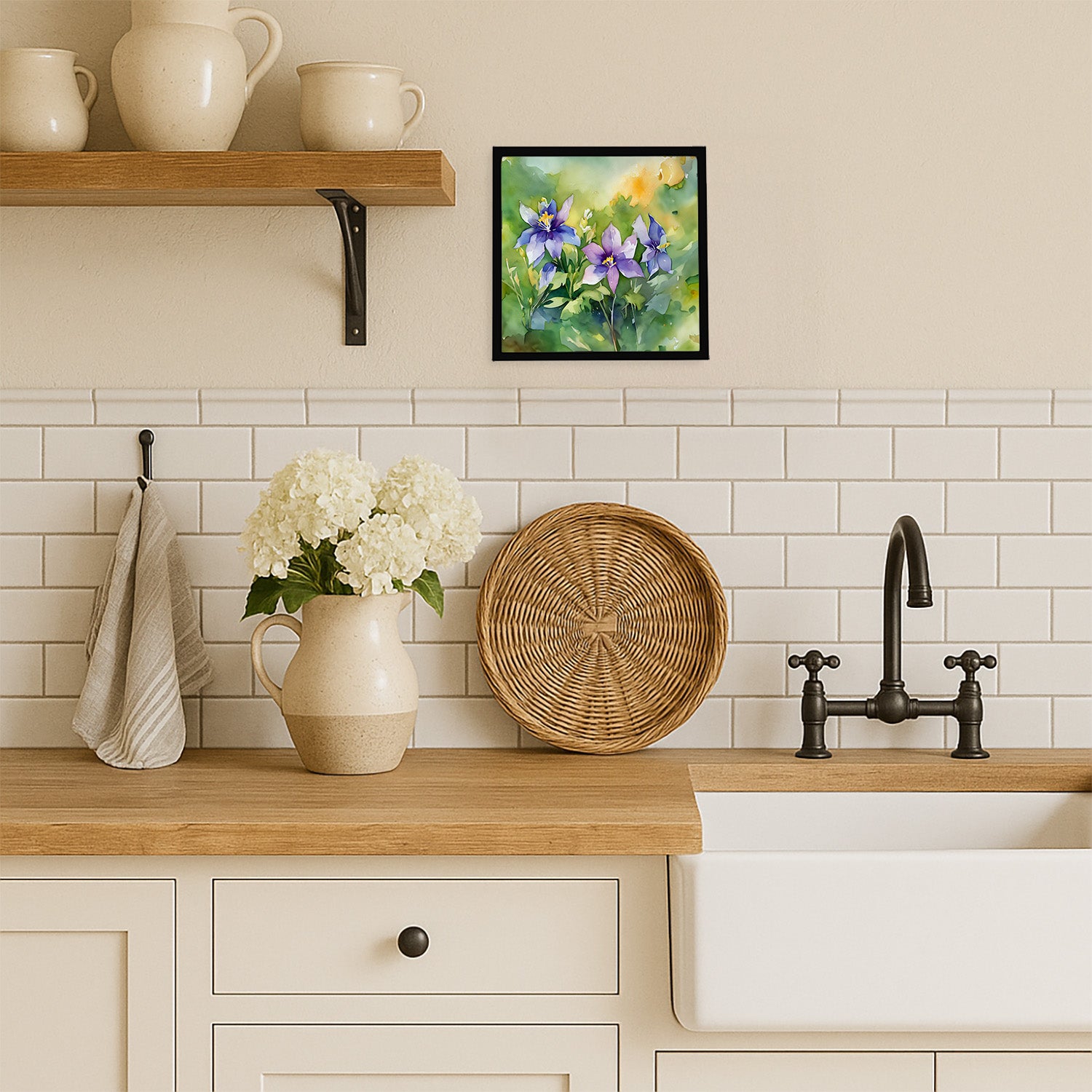 Caroline's Treasures Colorado Rocky Mountain Columbine in Watercolor Framed Metal Print