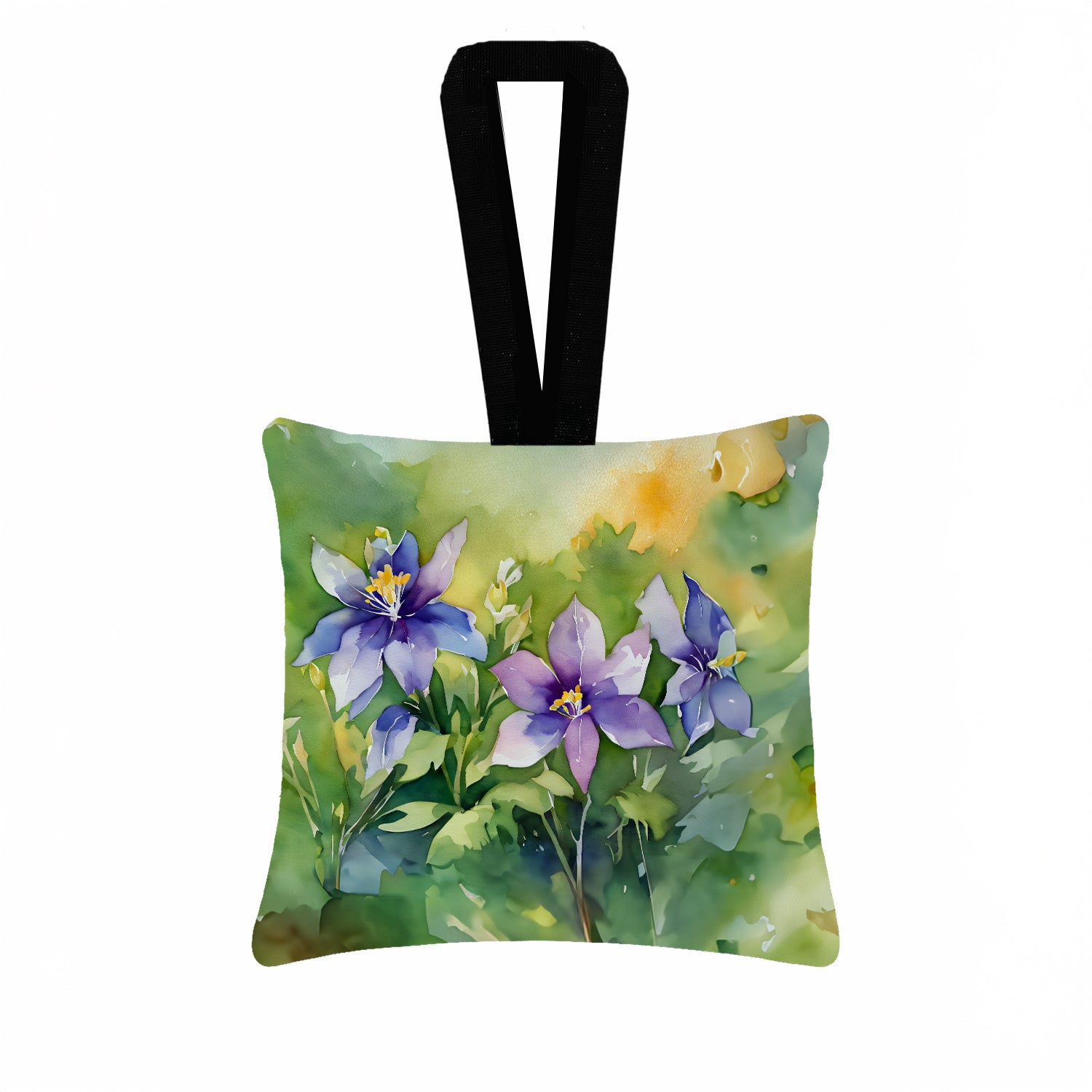 Caroline's Treasures Colorado Rocky Mountain Columbine in Watercolor Hanging Square Fabric Ornament 3.5 × 3.5