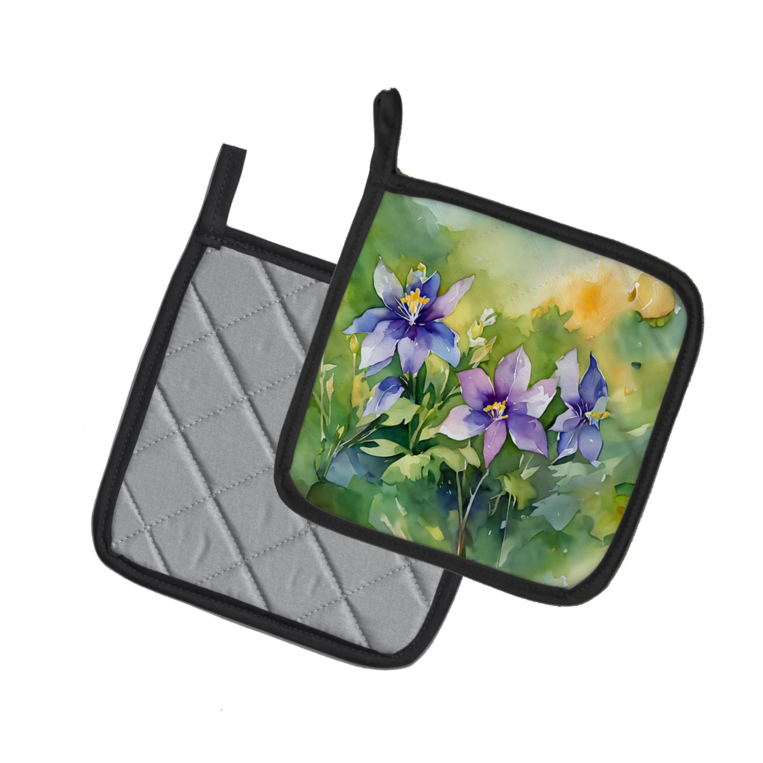Caroline's Treasures Colorado Rocky Mountain Columbine in Watercolor Pair of Pot Holders