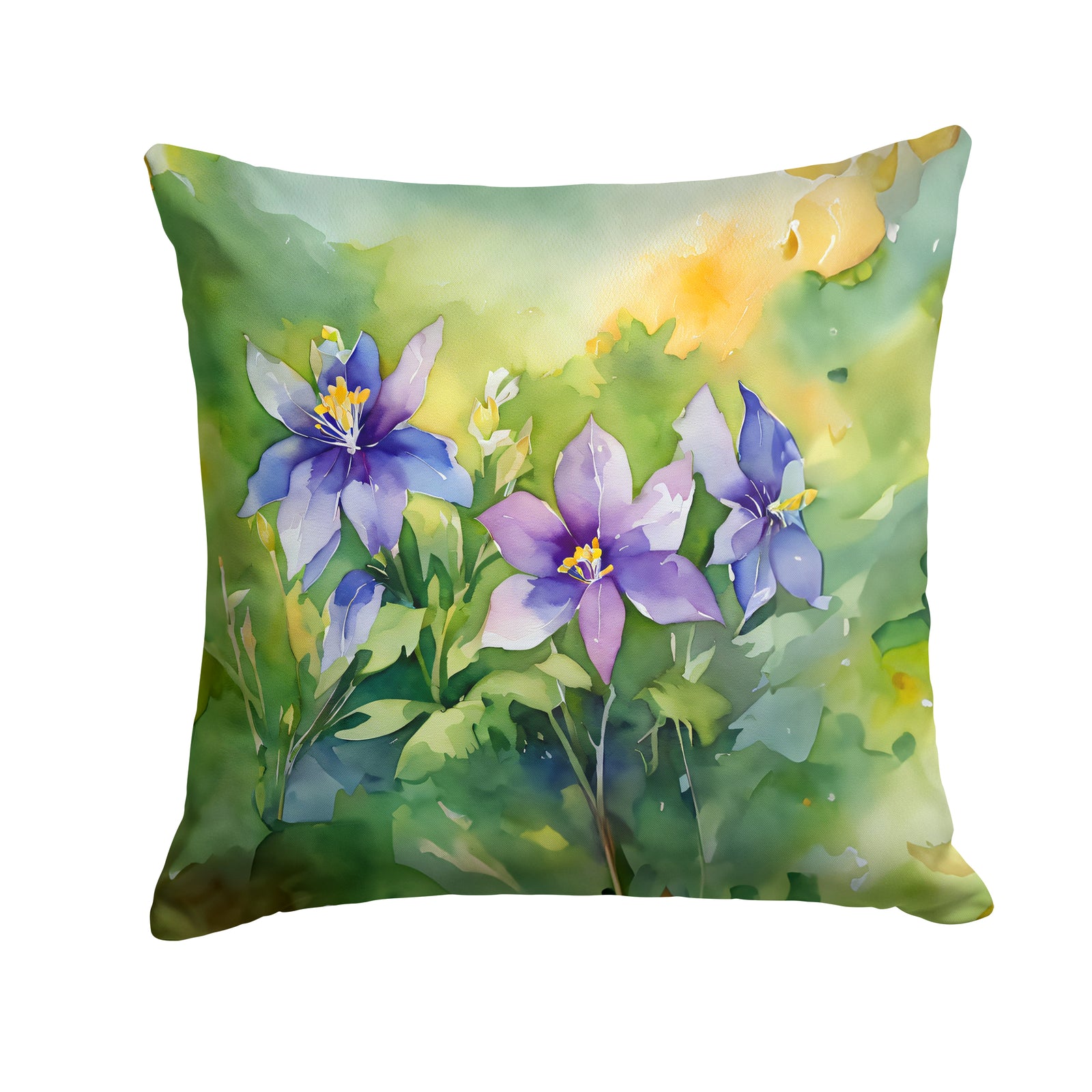 Caroline's Treasures Colorado Rocky Mountain Columbine in Watercolor Throw Pillow