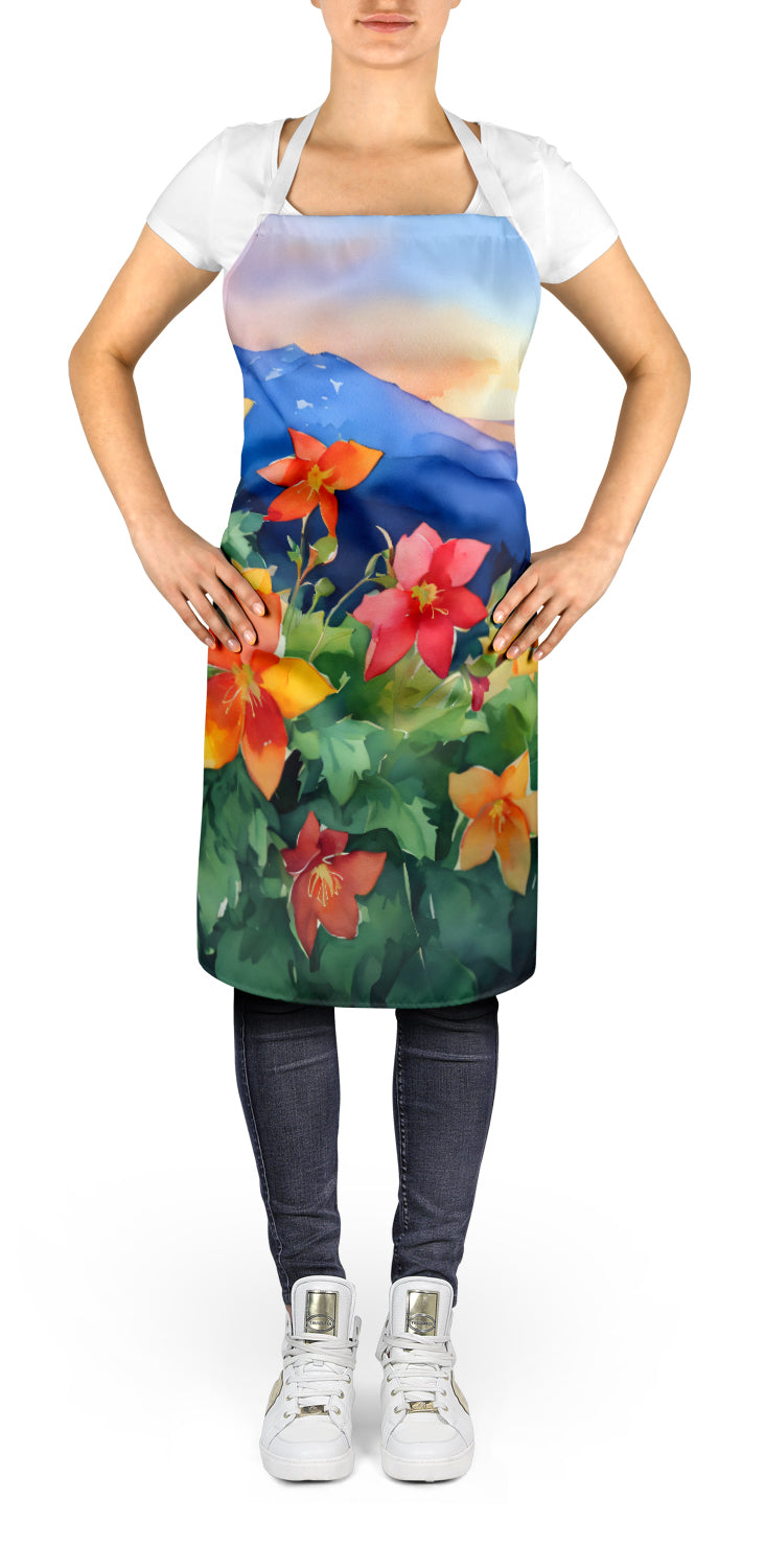 Caroline's Treasures Colorado Rocky Mountain Columbine in Watercolor Apron – Artist-Designed Kitchen, BBQ & Craft Apron