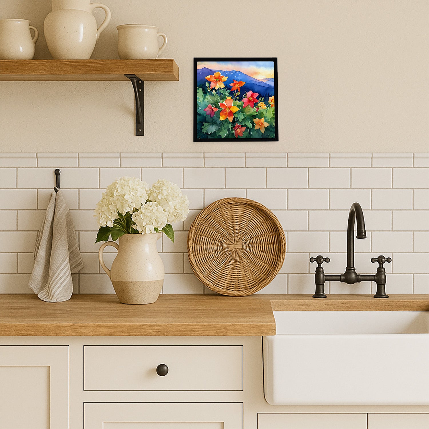 Caroline's Treasures Colorado Rocky Mountain Columbine in Watercolor Framed Metal Print