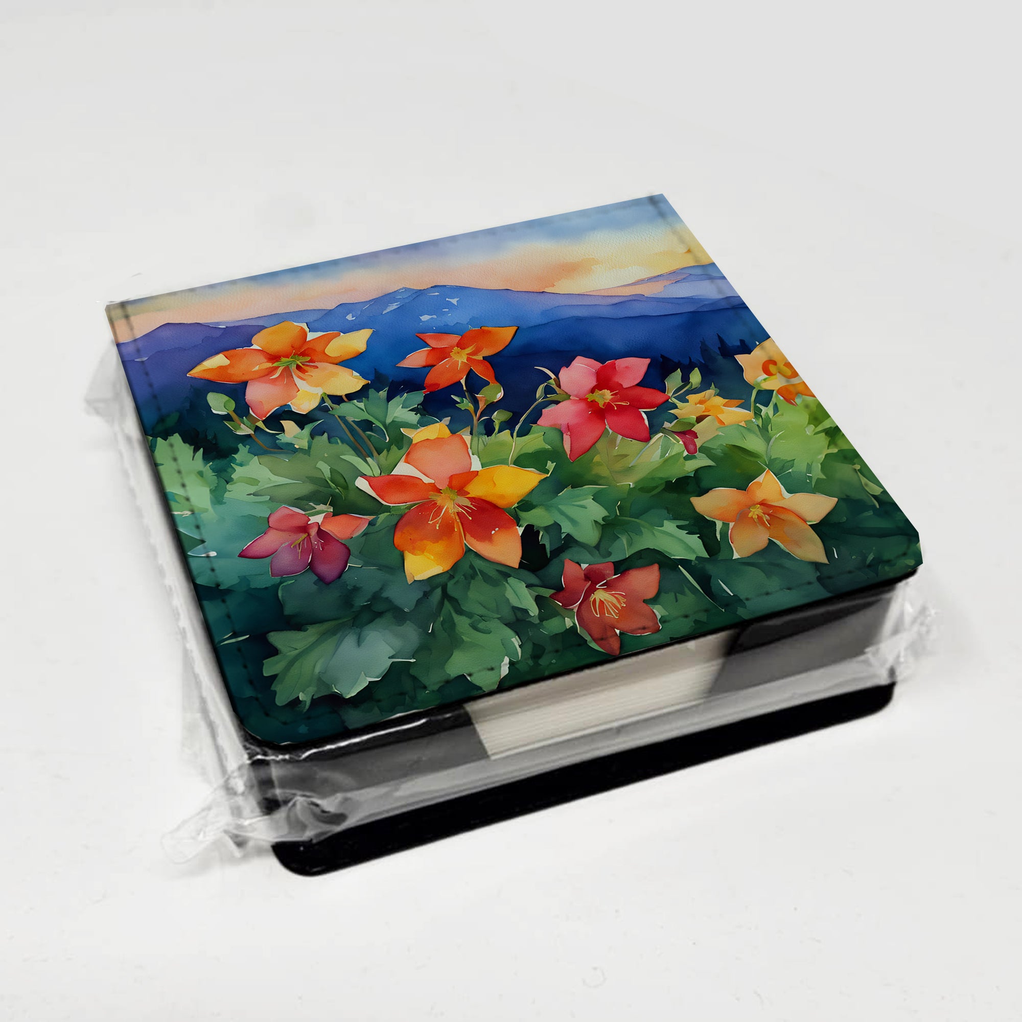 Caroline's Treasures Colorado Rocky Mountain Columbine in Watercolor PU Leather Note Paper Holder