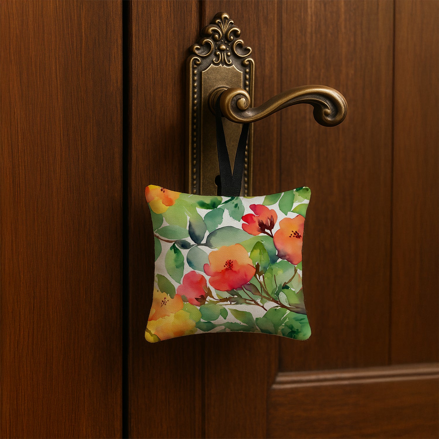 Caroline's Treasures Connecticut Mountain Laurels in Watercolor Hanging Square Fabric Ornament 3.5 × 3.5