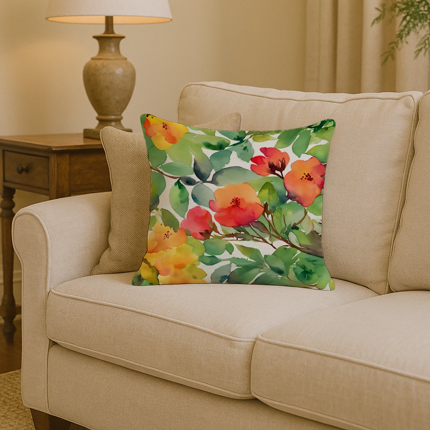 Caroline's Treasures Connecticut Mountain Laurels in Watercolor Throw Pillow