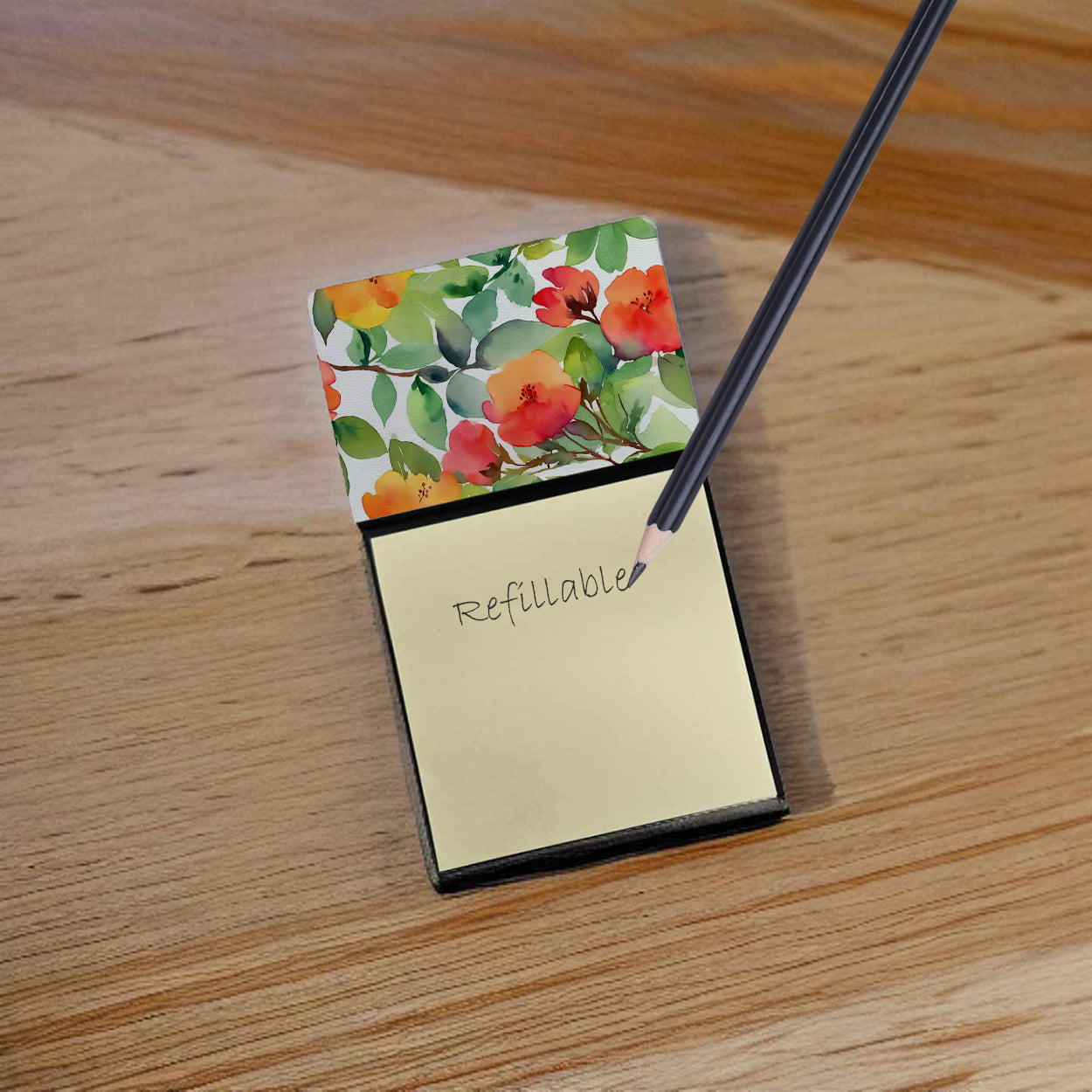 Caroline's Treasures Connecticut Mountain Laurels in Watercolor Sticky Note Holder- Refiilable Desk Accessory Note Pad