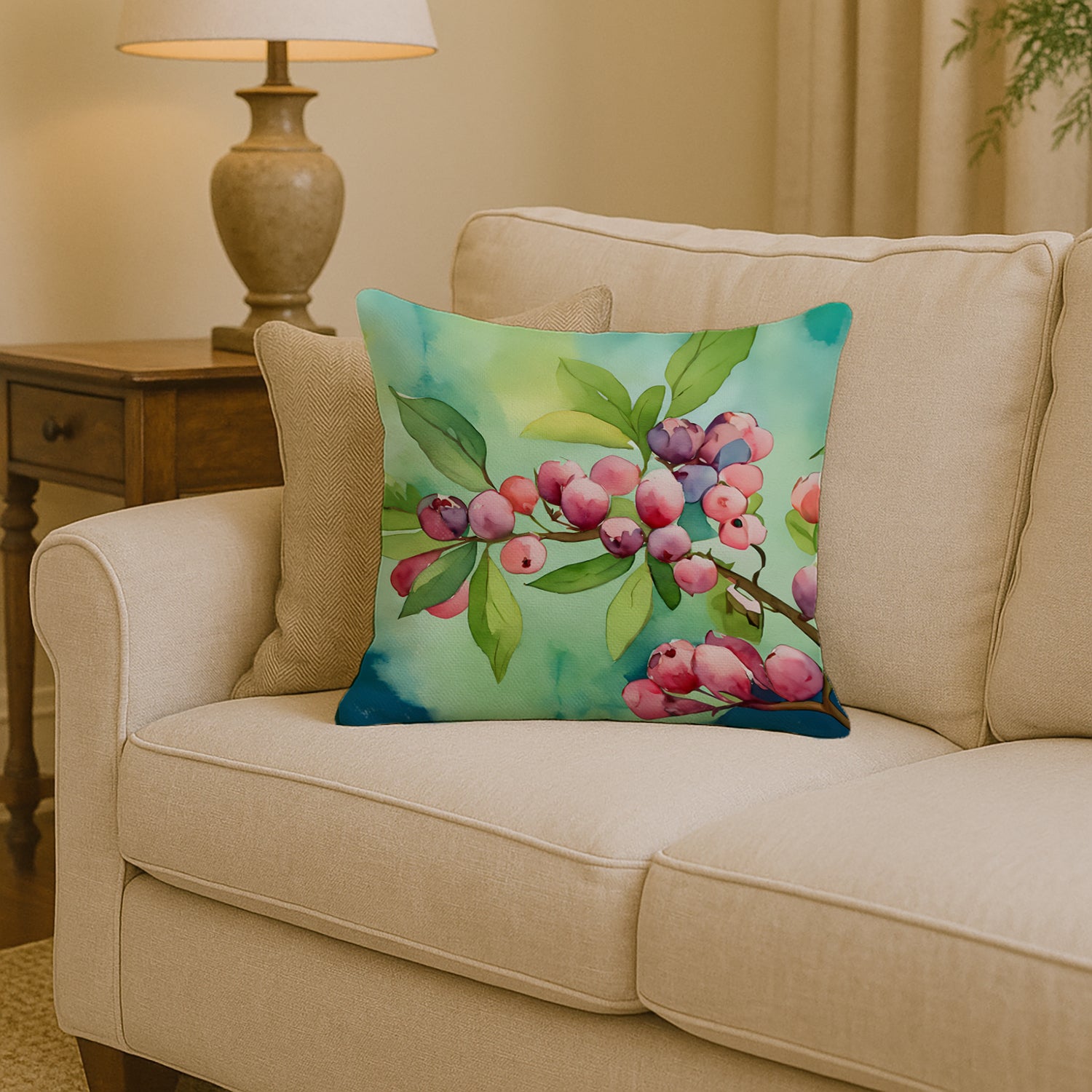 Caroline's Treasures Connecticut Mountain Laurels in Watercolor Throw Pillow