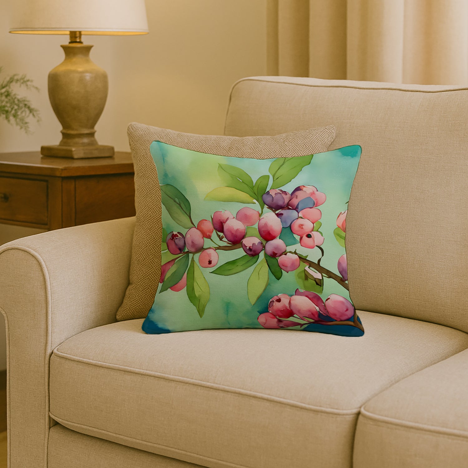Caroline's Treasures Connecticut Mountain Laurels in Watercolor Throw Pillow