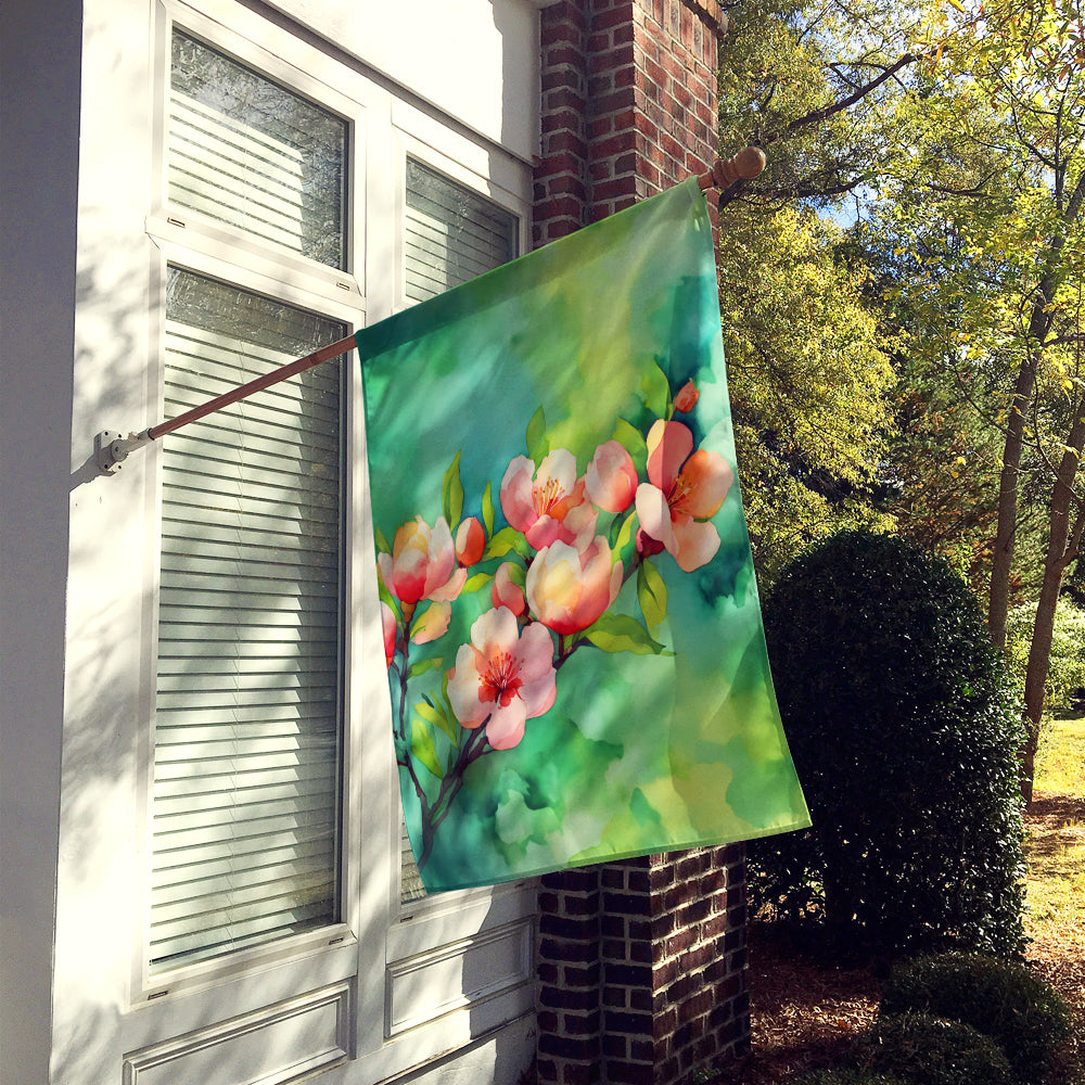 Delaware Peach Blossom in Watercolor House Flag