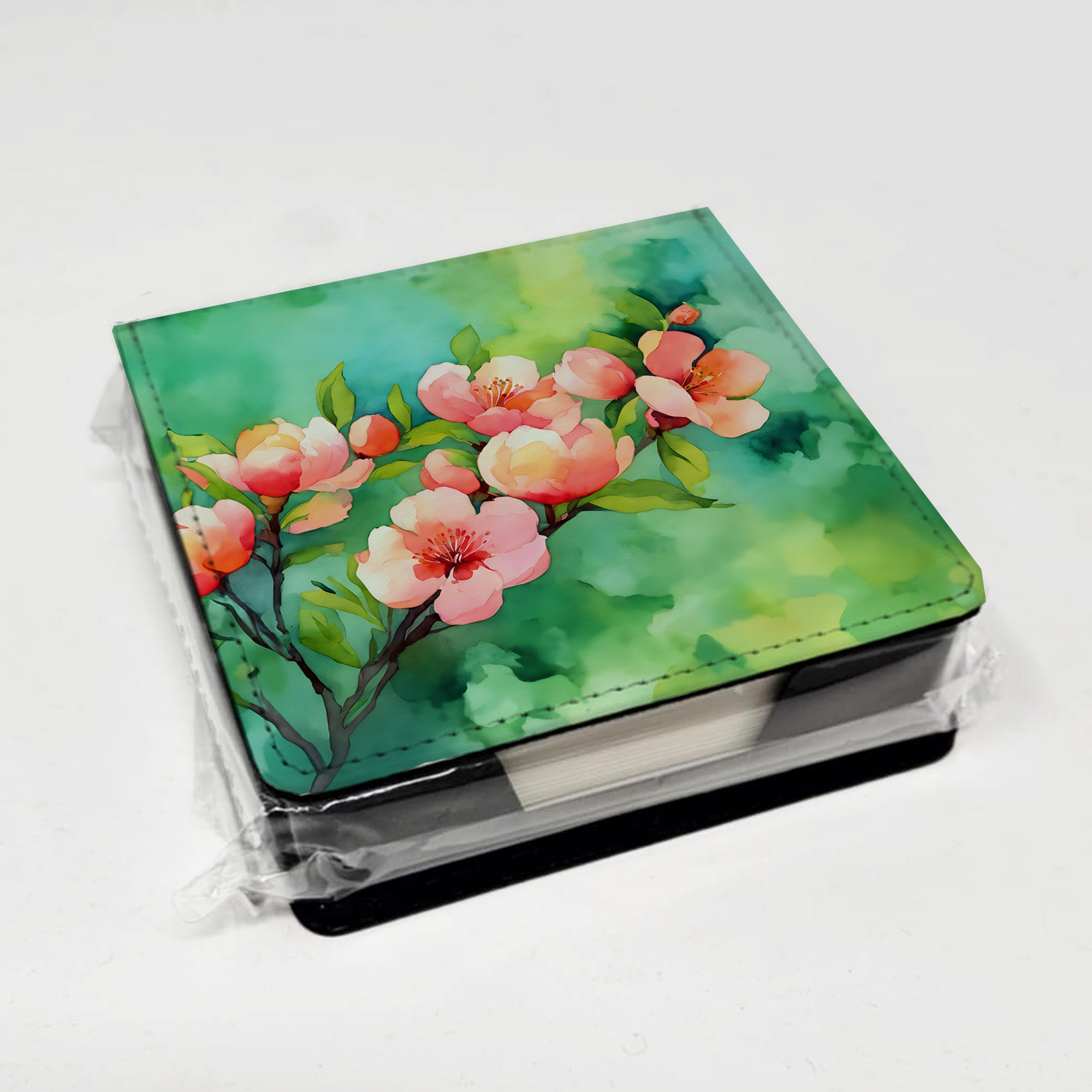 Caroline's Treasures Delaware Peach Blossom in Watercolor PU Leather Note Paper Holder