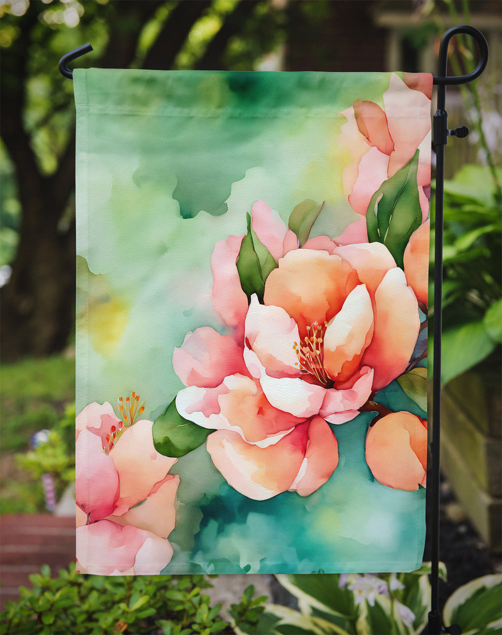 Delaware Peach Blossom in Watercolor Garden Flag
