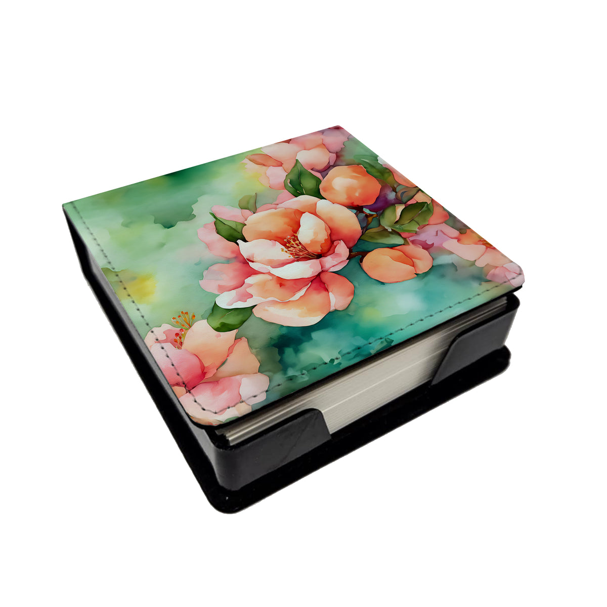 Caroline's Treasures Delaware Peach Blossom in Watercolor PU Leather Note Paper Holder
