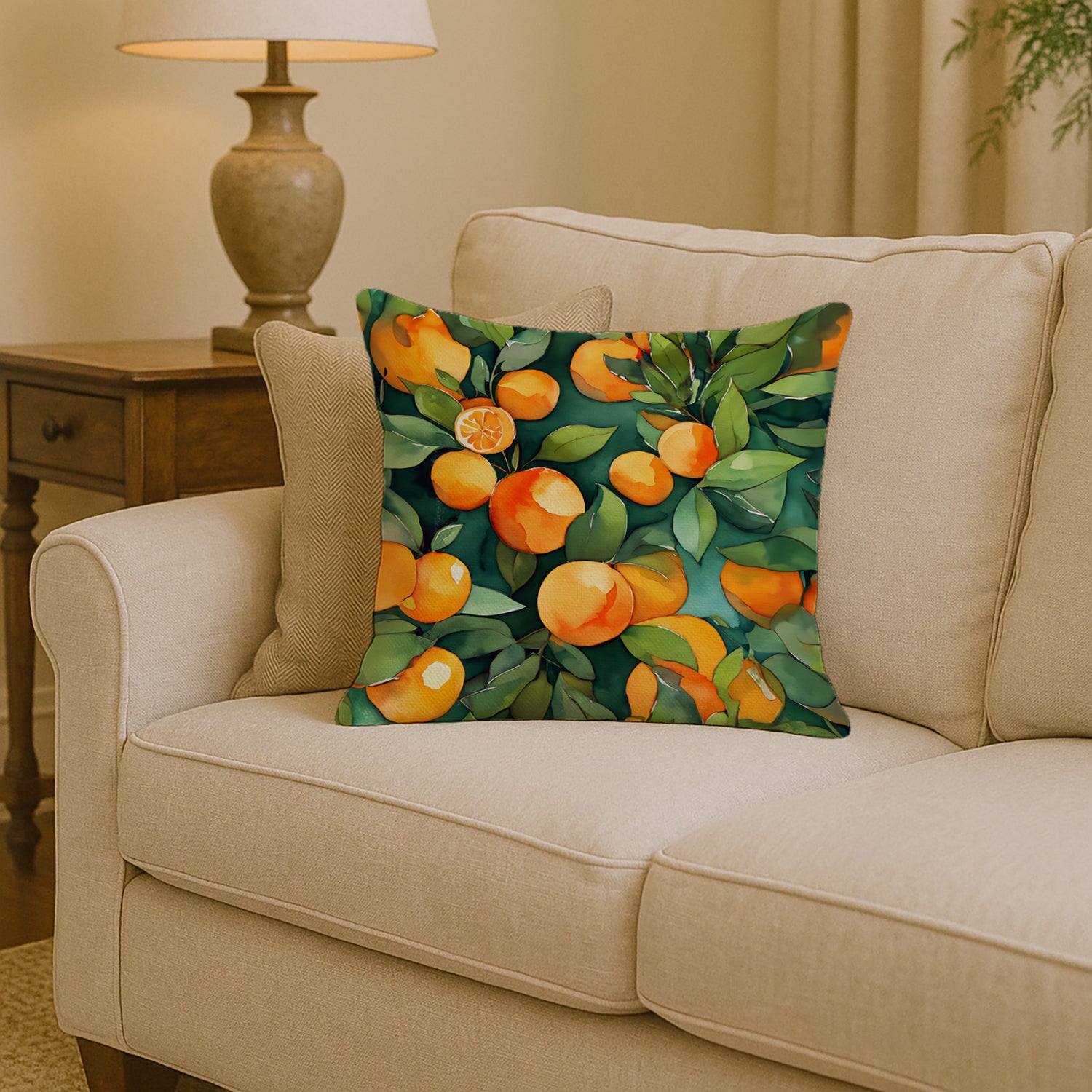 Caroline's Treasures Florida Orange Blossom in Watercolor Throw Pillow