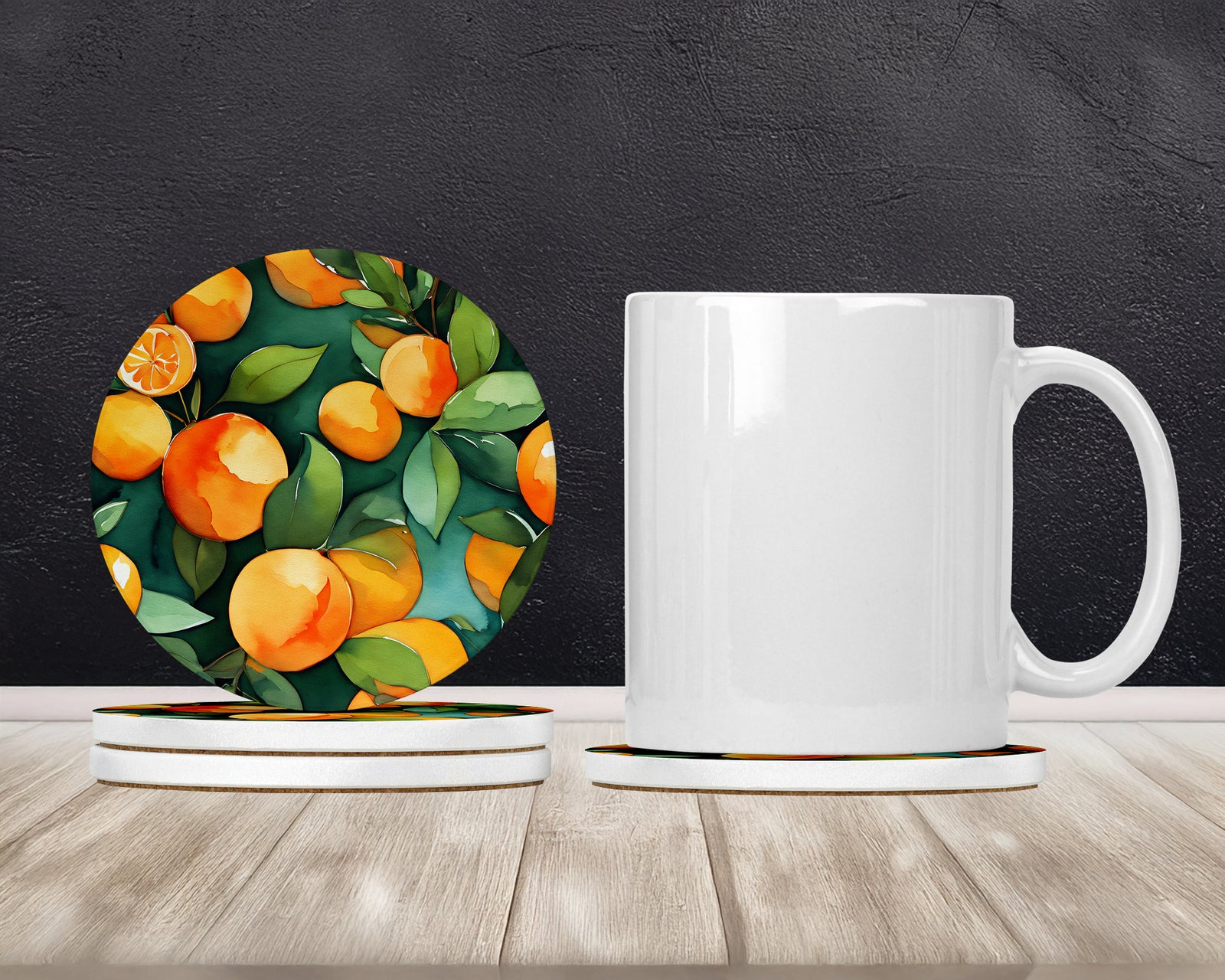 Caroline's Treasures Florida Orange Blossom in Watercolor Large Sandstone Coasters Pack of 4