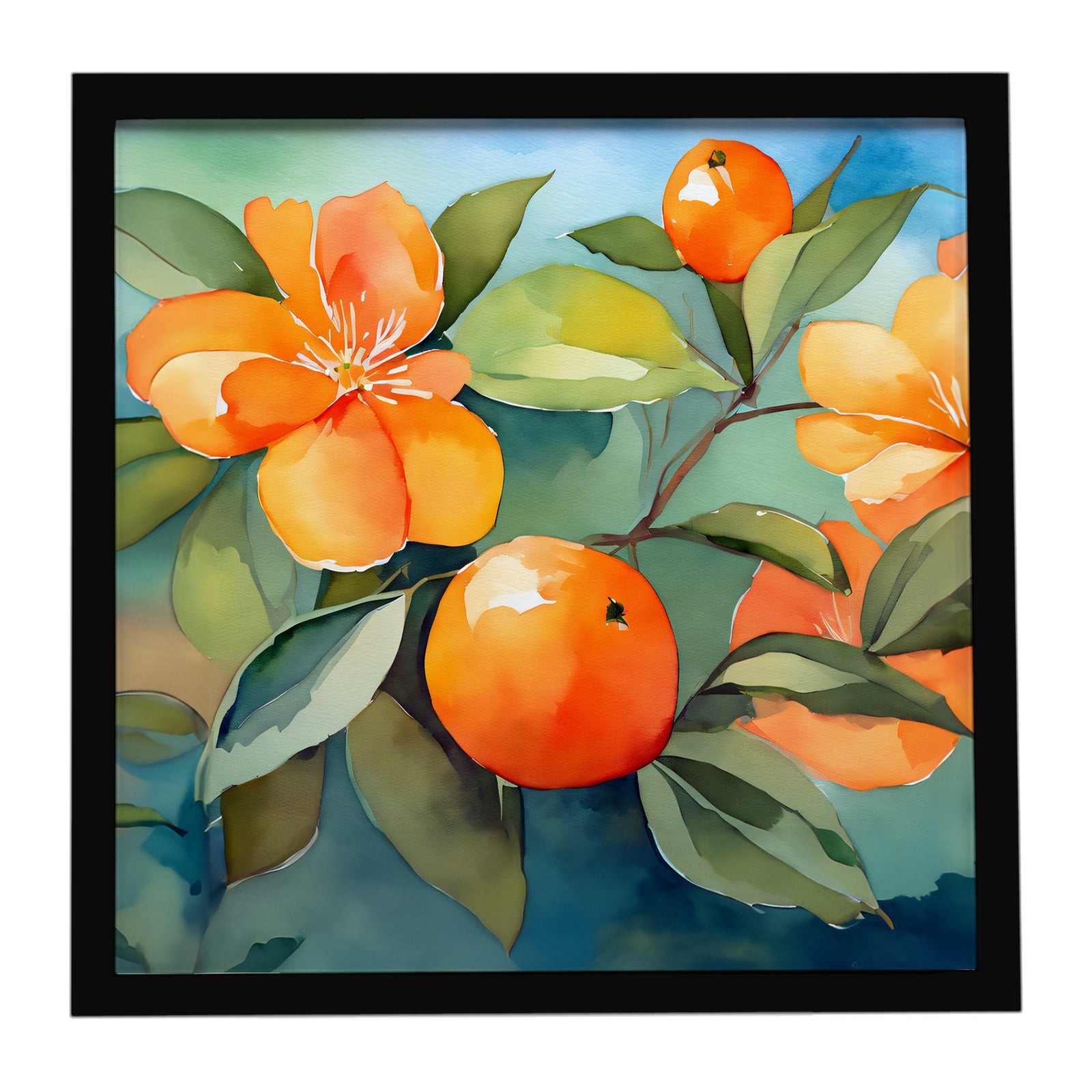 Caroline's Treasures Florida Orange Blossom in Watercolor Framed Metal Print
