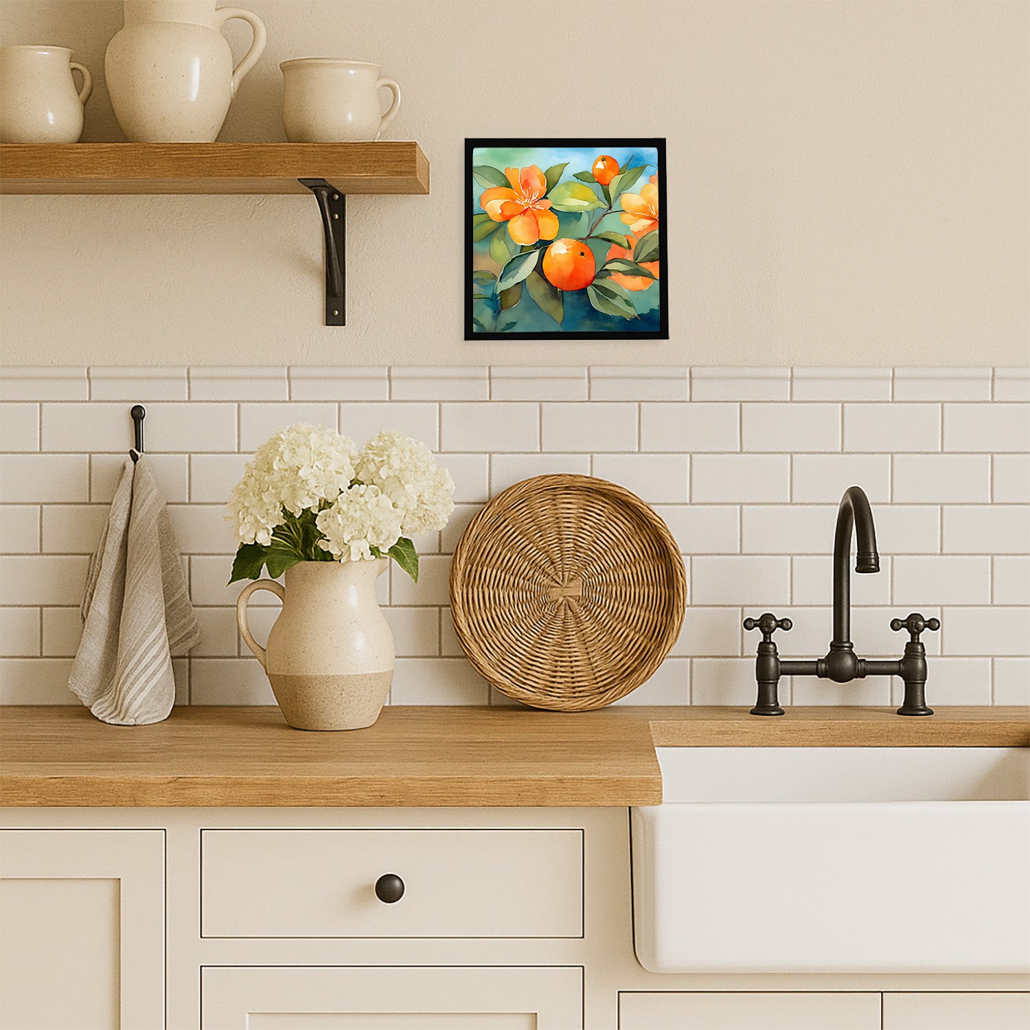 Caroline's Treasures Florida Orange Blossom in Watercolor Framed Metal Print