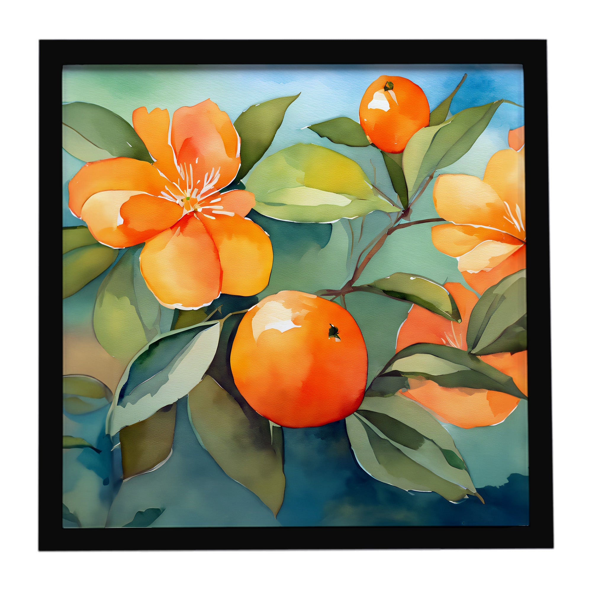 Caroline's Treasures Florida Orange Blossom in Watercolor Framed Metal Print