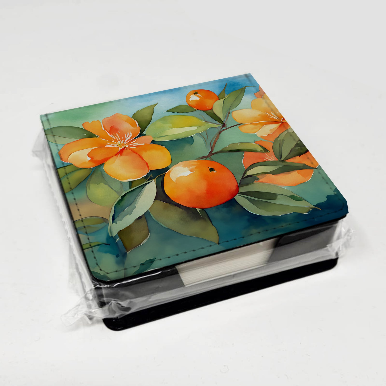 Caroline's Treasures Florida Orange Blossom in Watercolor PU Leather Note Paper Holder
