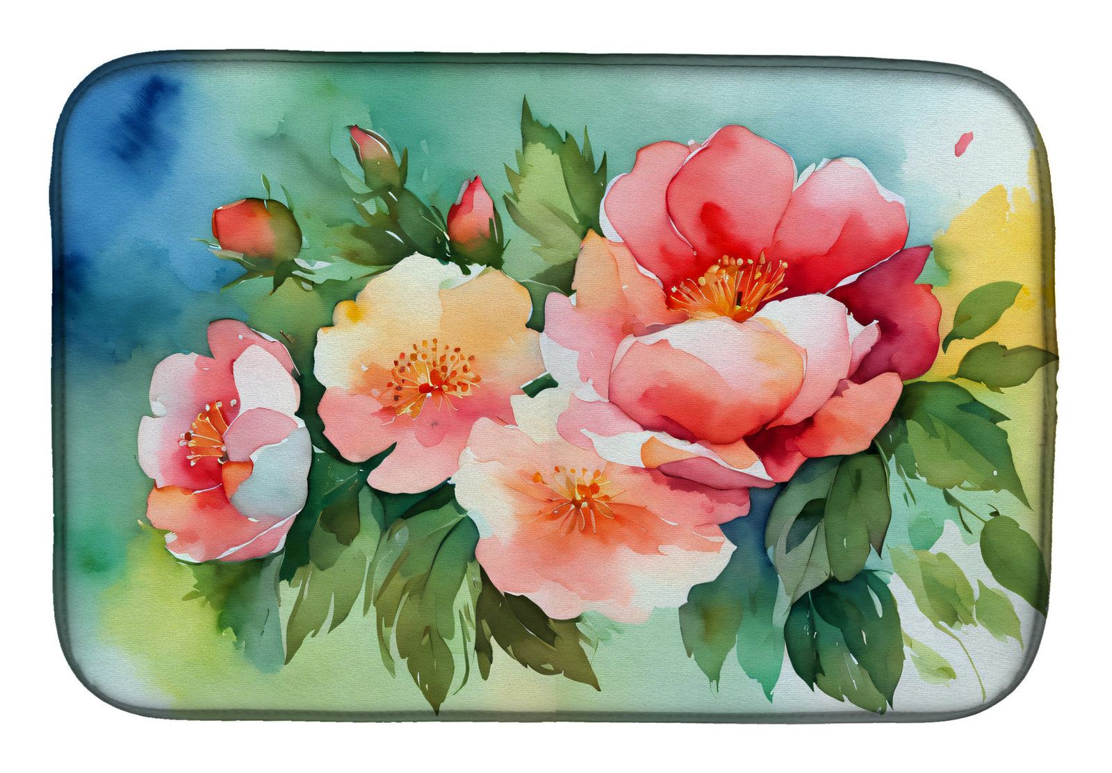 Caroline's Treasures Georgia Cherokee Rose in Watercolor Dish Drying Mat