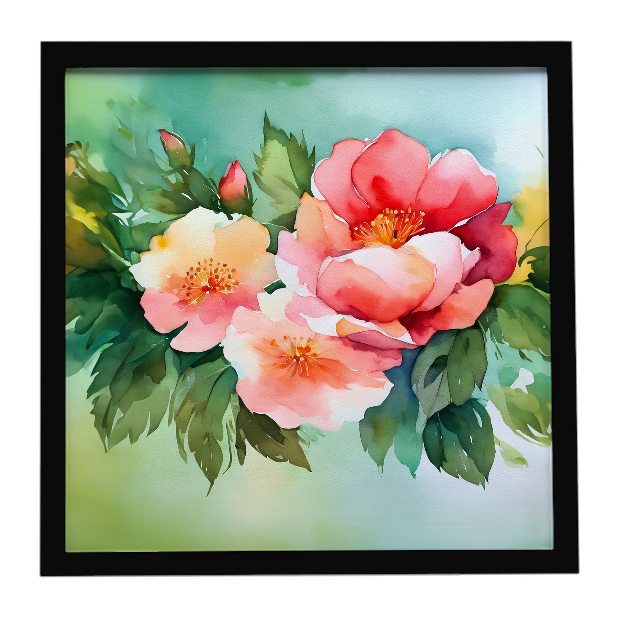 Caroline's Treasures Georgia Cherokee Rose in Watercolor Framed Metal Print