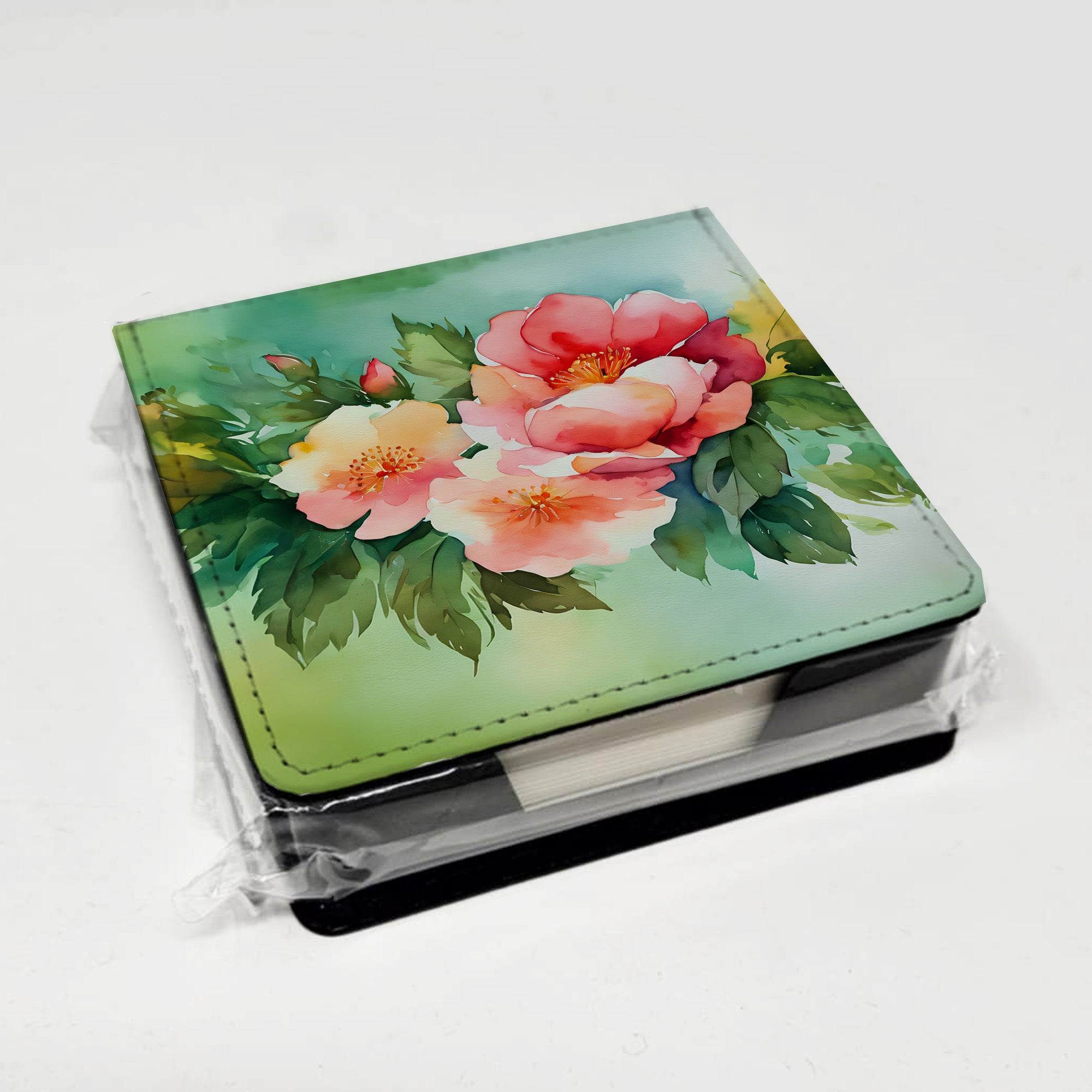 Caroline's Treasures Georgia Cherokee Rose in Watercolor PU Leather Note Paper Holder