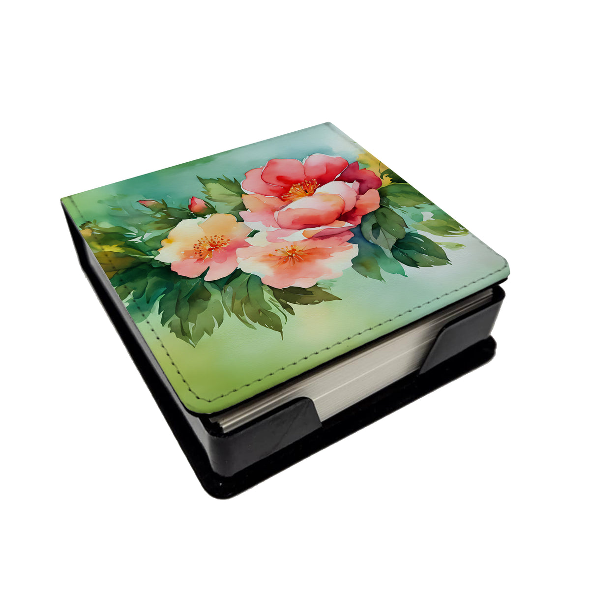 Caroline's Treasures Georgia Cherokee Rose in Watercolor PU Leather Note Paper Holder