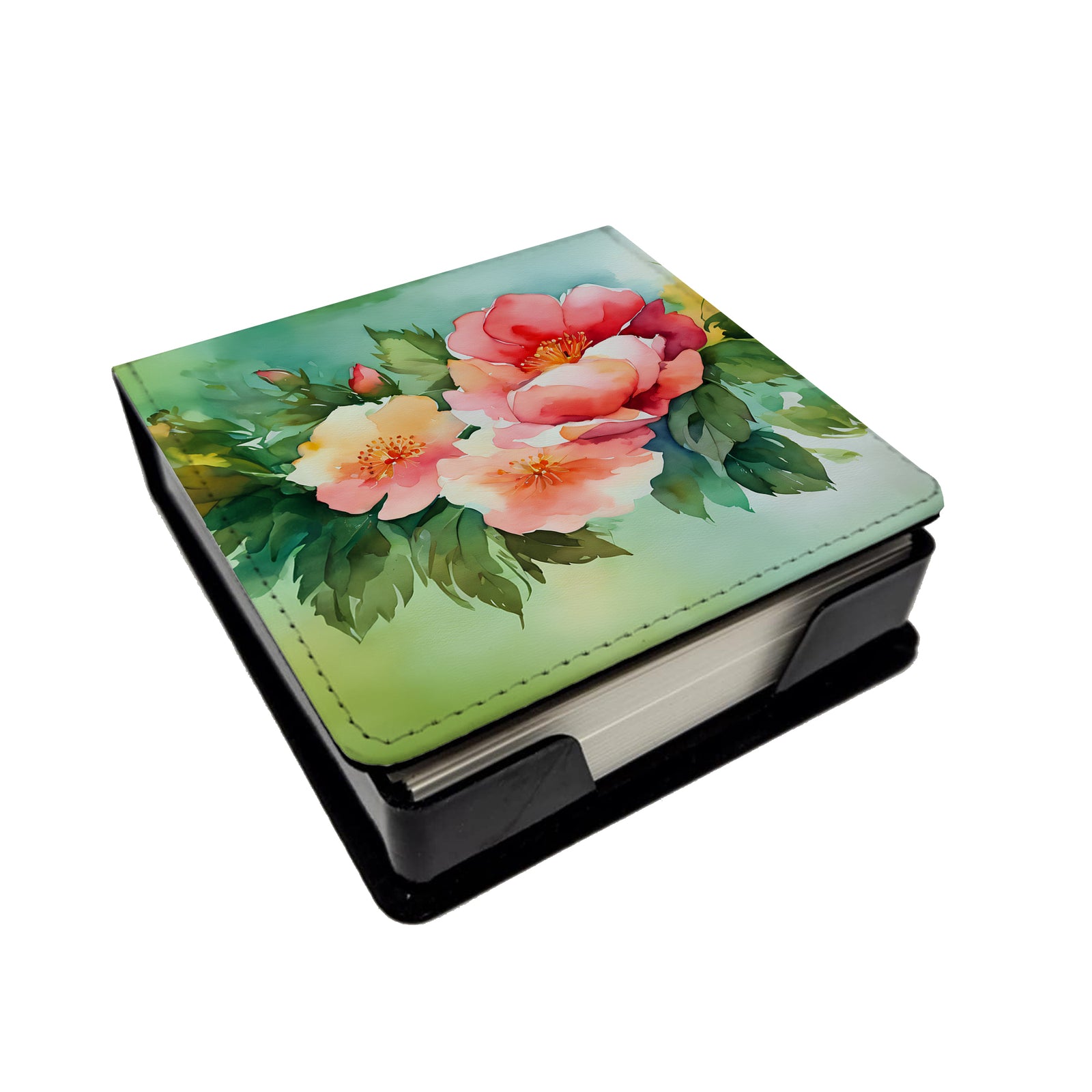 Caroline's Treasures Georgia Cherokee Rose in Watercolor PU Leather Note Paper Holder