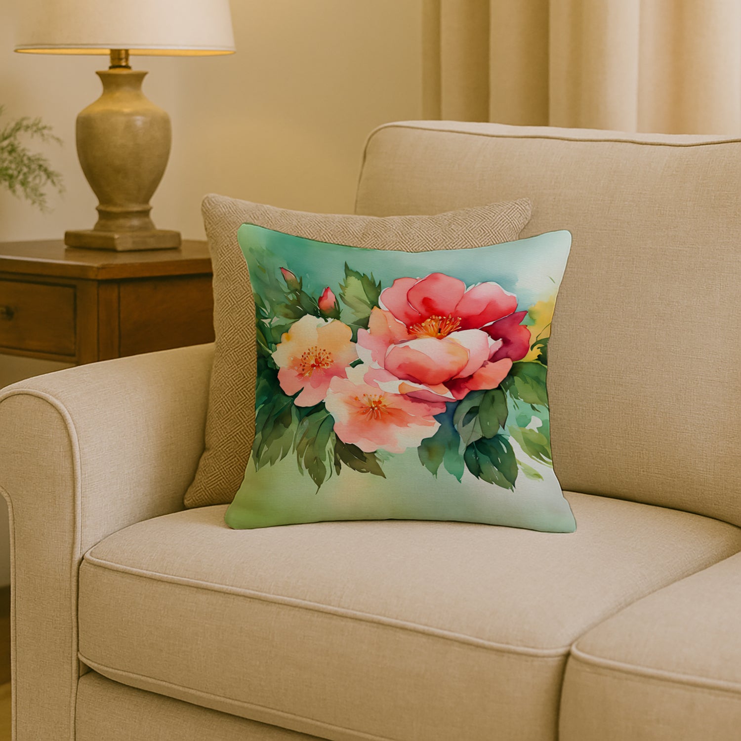 Caroline's Treasures Georgia Cherokee Rose in Watercolor Throw Pillow
