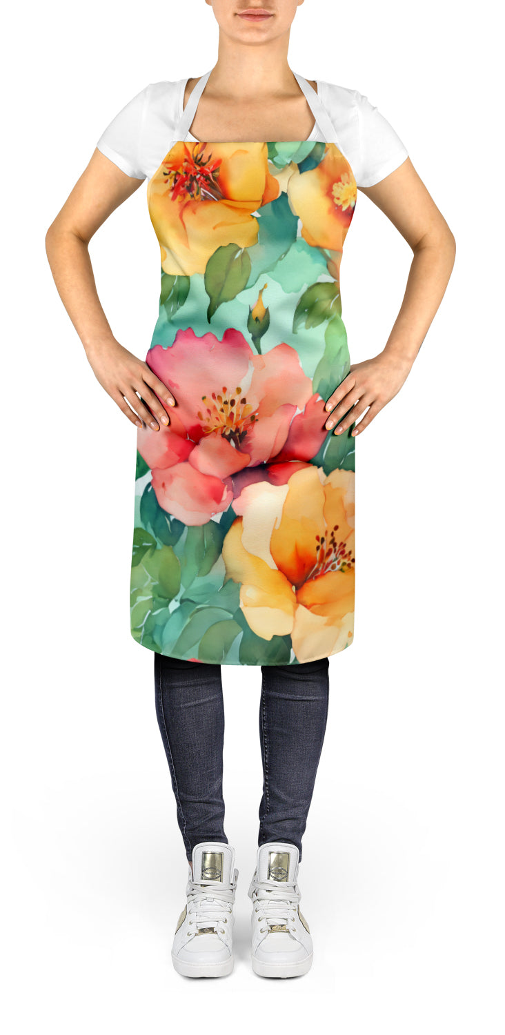 Caroline's Treasures Georgia Cherokee Rose in Watercolor Apron – Artist-Designed Kitchen, BBQ & Craft Apron