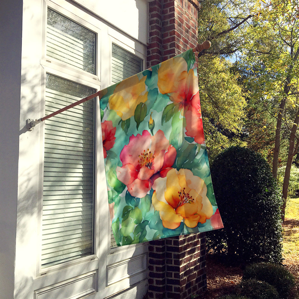 Caroline's Treasures Georgia Cherokee Rose in Watercolor House Flag