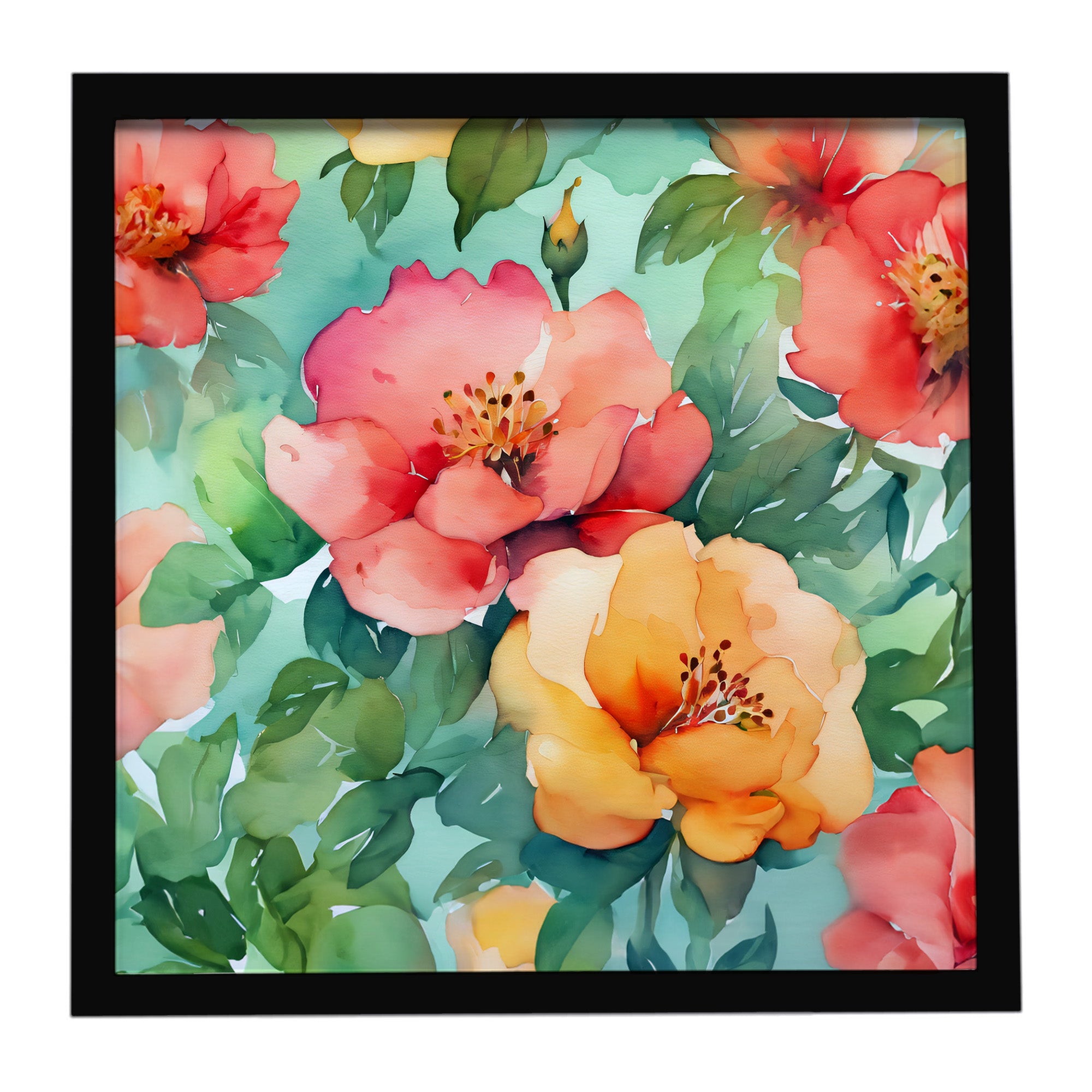 Caroline's Treasures Georgia Cherokee Rose in Watercolor Framed Metal Print