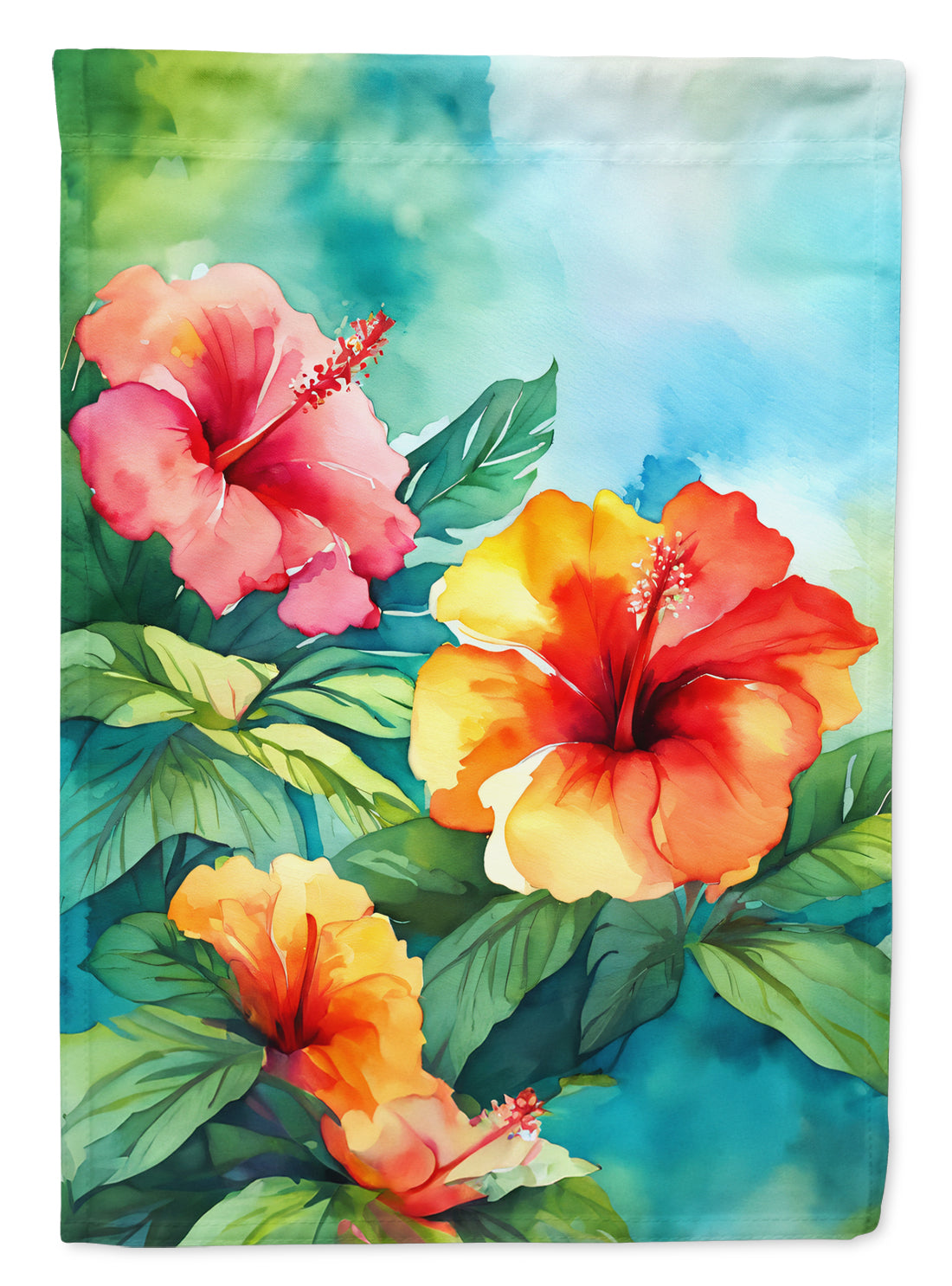 Buy this Hawaii Hawaiian Hibiscus in Watercolor House Flag
